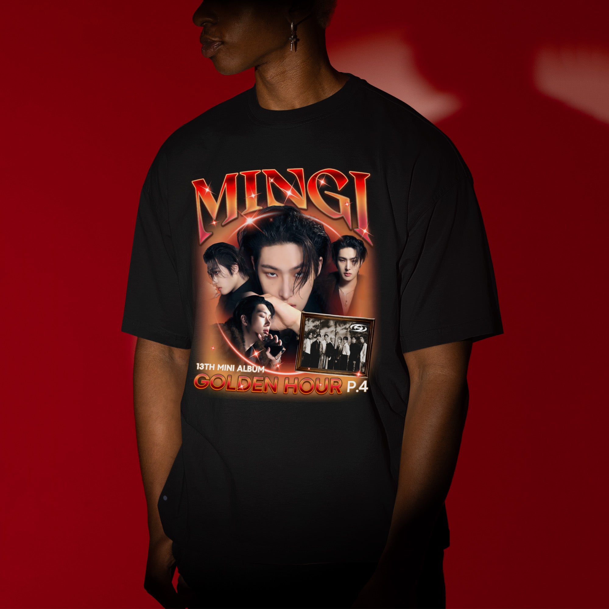 ATEEZ Mingi Golden Hour Part 4 T-Shirt - Men view, Y2K kpop concert tee