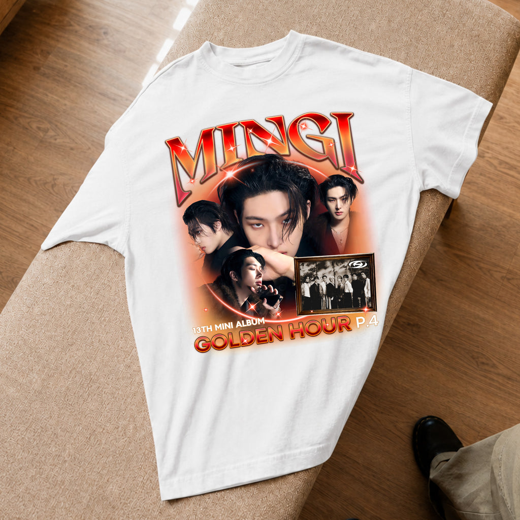 ATEEZ Mingi Golden Hour Part 4 T-Shirt - Spread view, Y2K kpop concert tee
