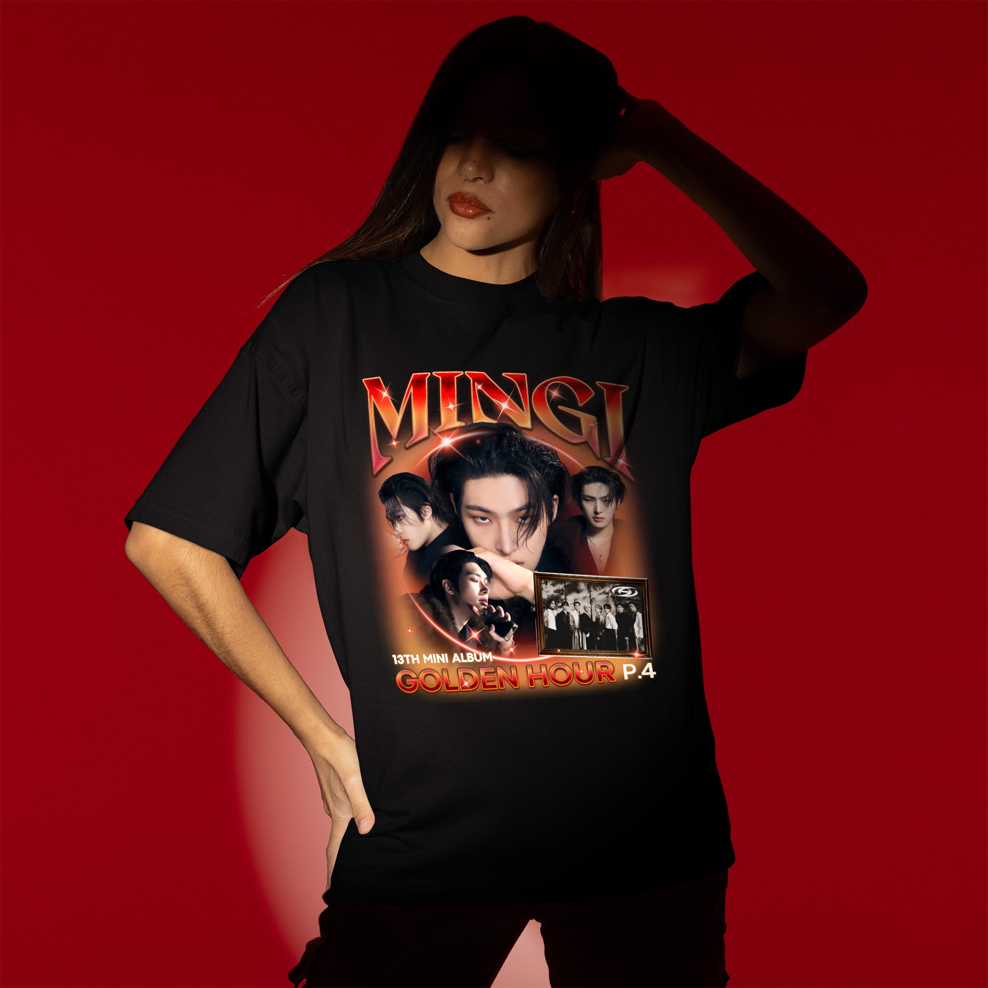 ATEEZ Mingi Golden Hour Part 4 T-Shirt - Women view, Y2K kpop concert tee