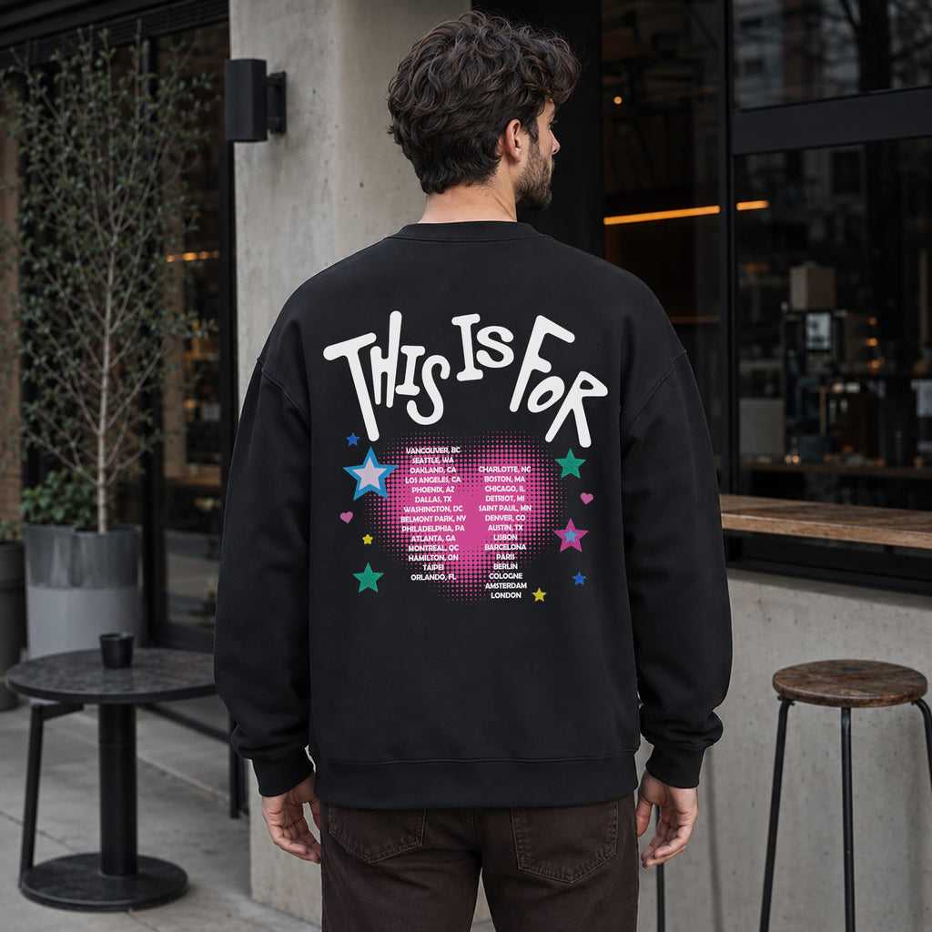 TWICE Cute Lovelys This Is For Sweatshirt - Men Back view, Y2K kpop concert sweatshirt
