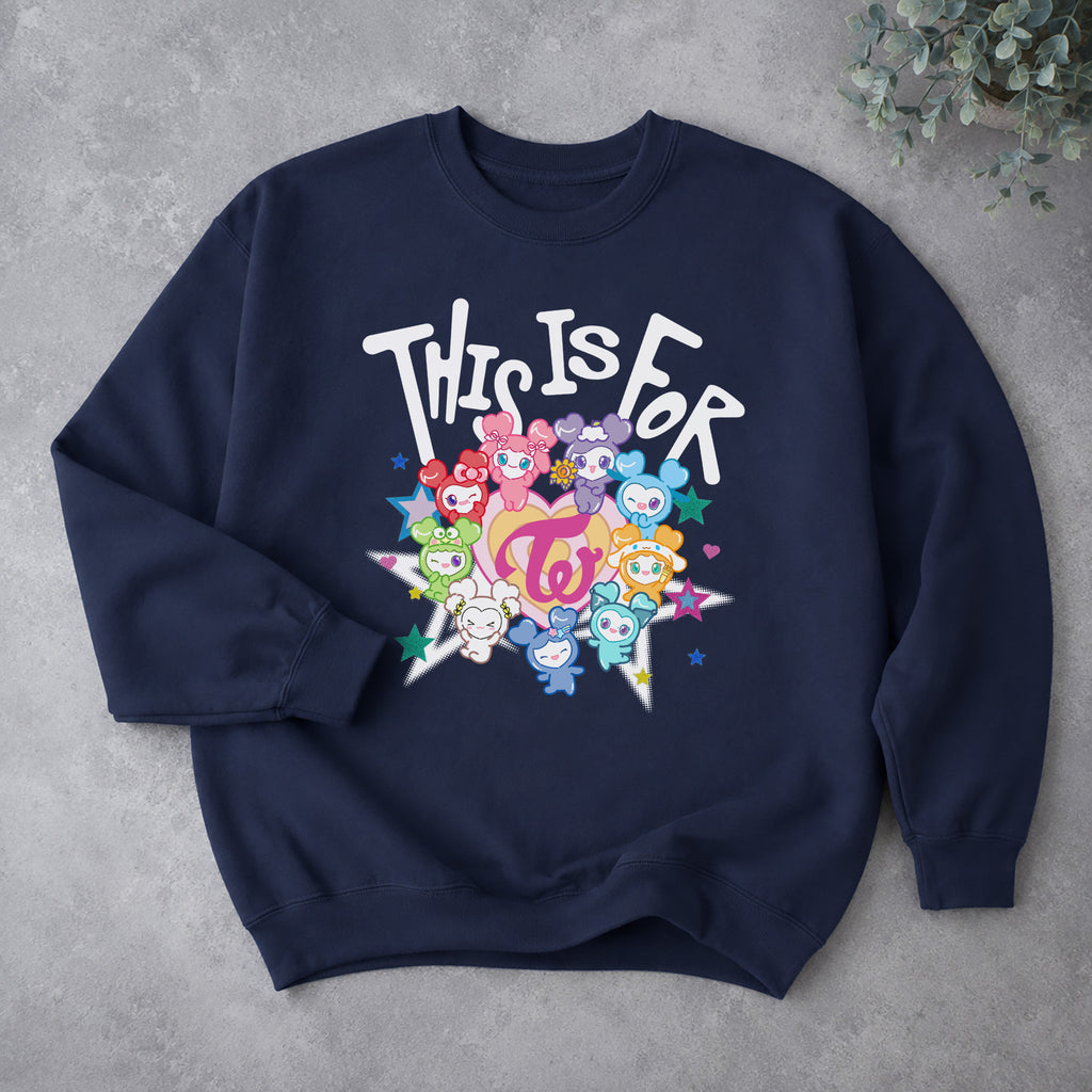 TWICE Cute Lovelys This Is For Sweatshirt - Spread view, Y2K kpop concert sweatshirt