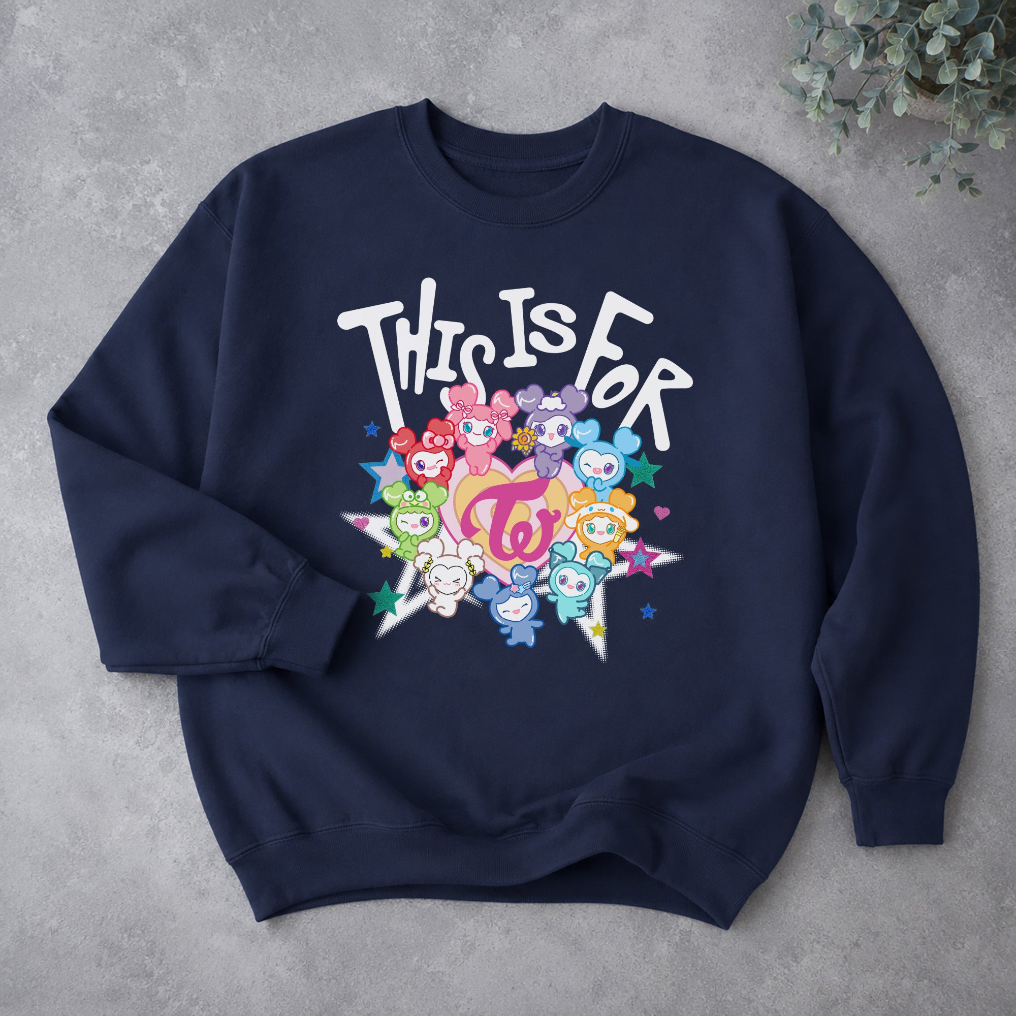TWICE Cute Lovelys This Is For Sweatshirt - Spread view, Y2K kpop concert sweatshirt