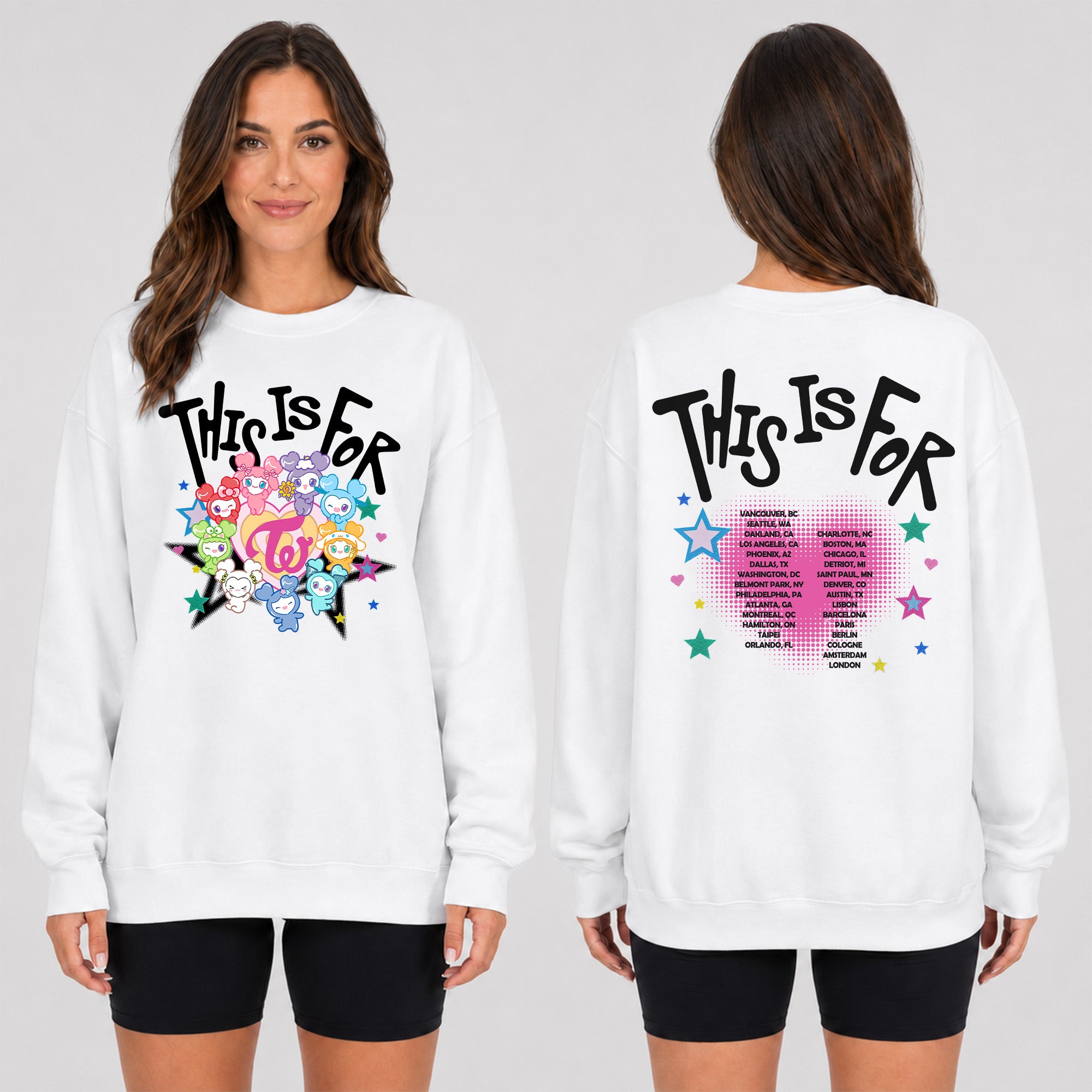 TWICE Cute Lovelys This Is For Sweatshirt - Women view, Y2K kpop concert sweatshirt