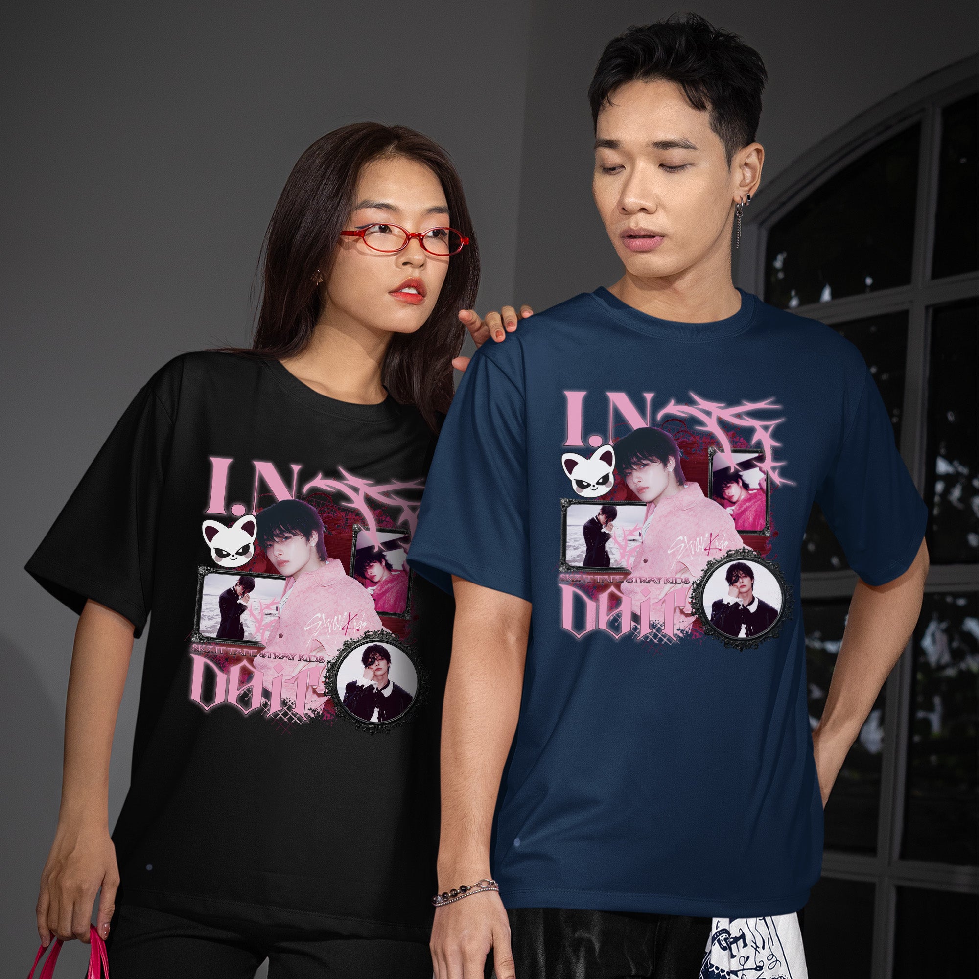 Stray Kids Graphic IN It Tape Do It T-Shirt - Couple view, Y2K kpop concert tee