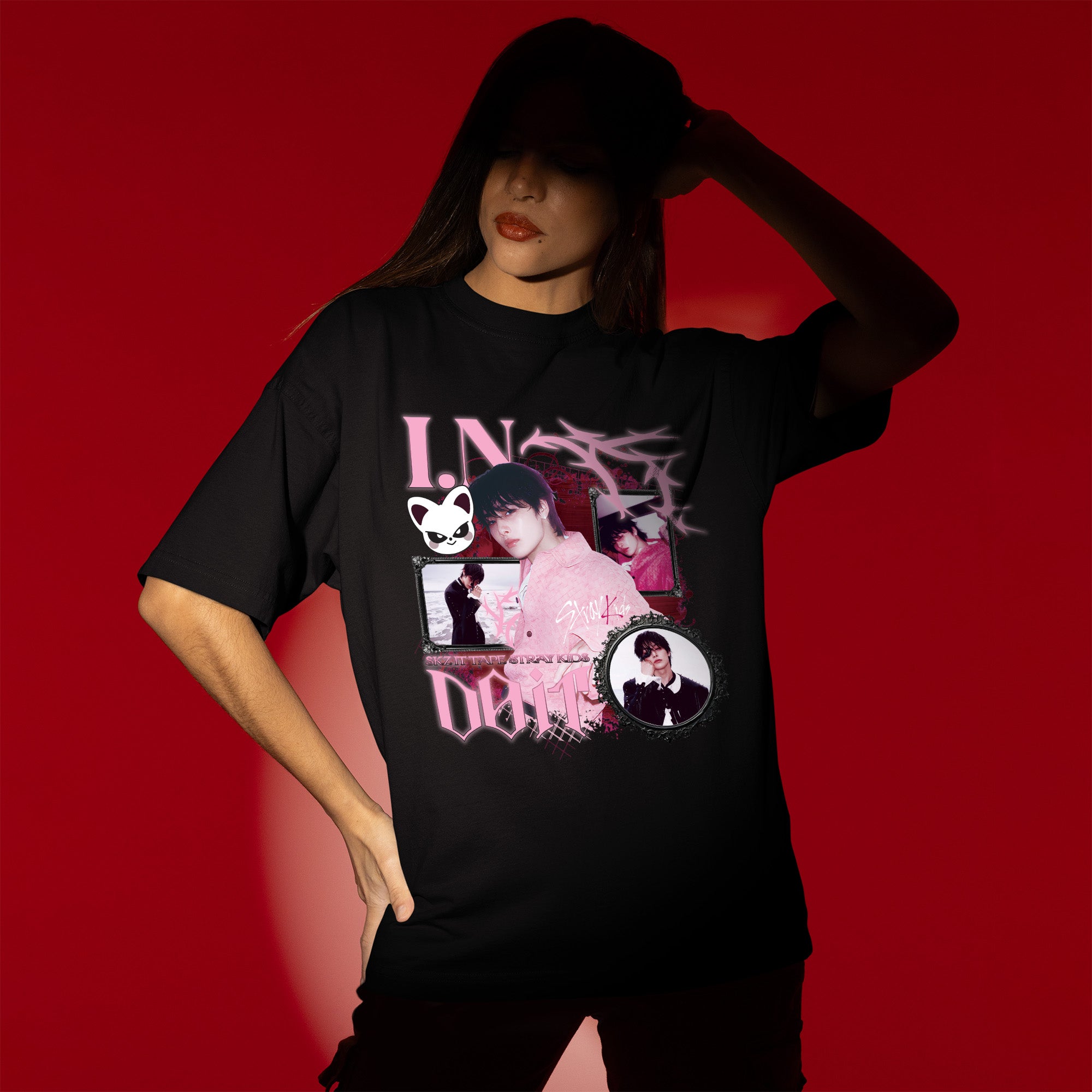 Stray Kids Graphic IN It Tape Do It T-Shirt - Women view, Y2K kpop concert tee