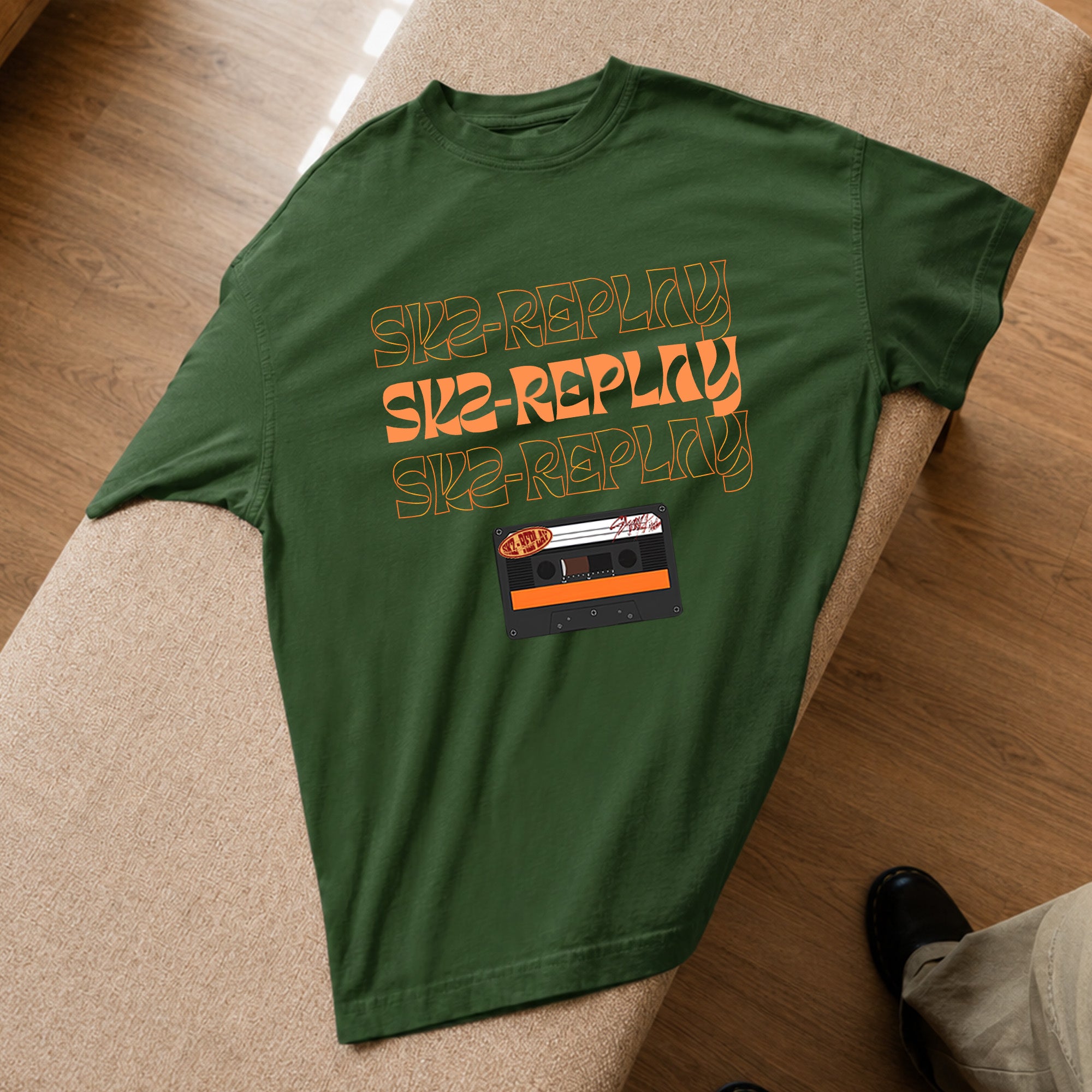 Stray Kids Replay T-Shirt - Spread view, Y2K kpop concert tee