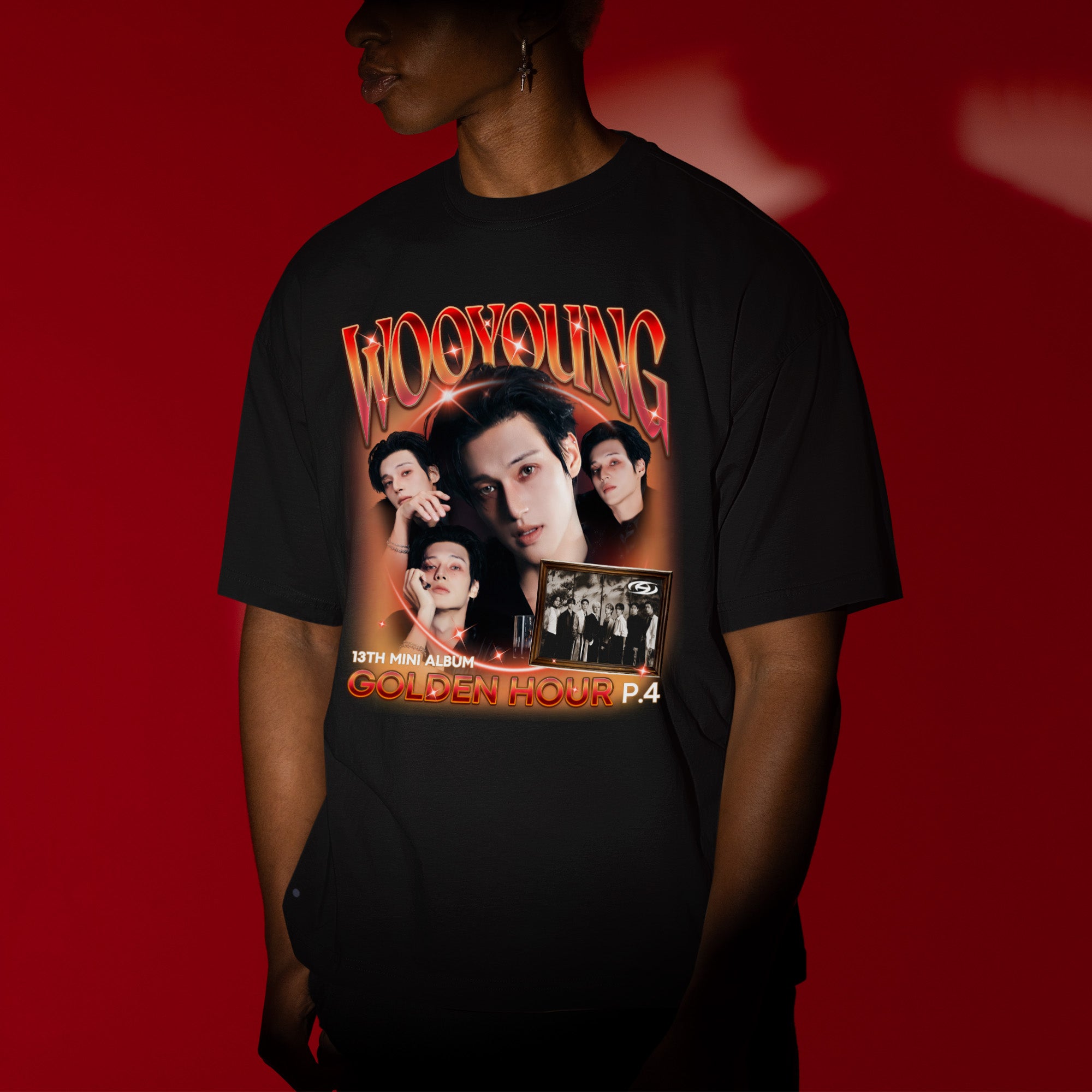 ATEEZ Wooyoung Golden Hour Part 4 T-Shirt - Men view, Y2K kpop concert tee