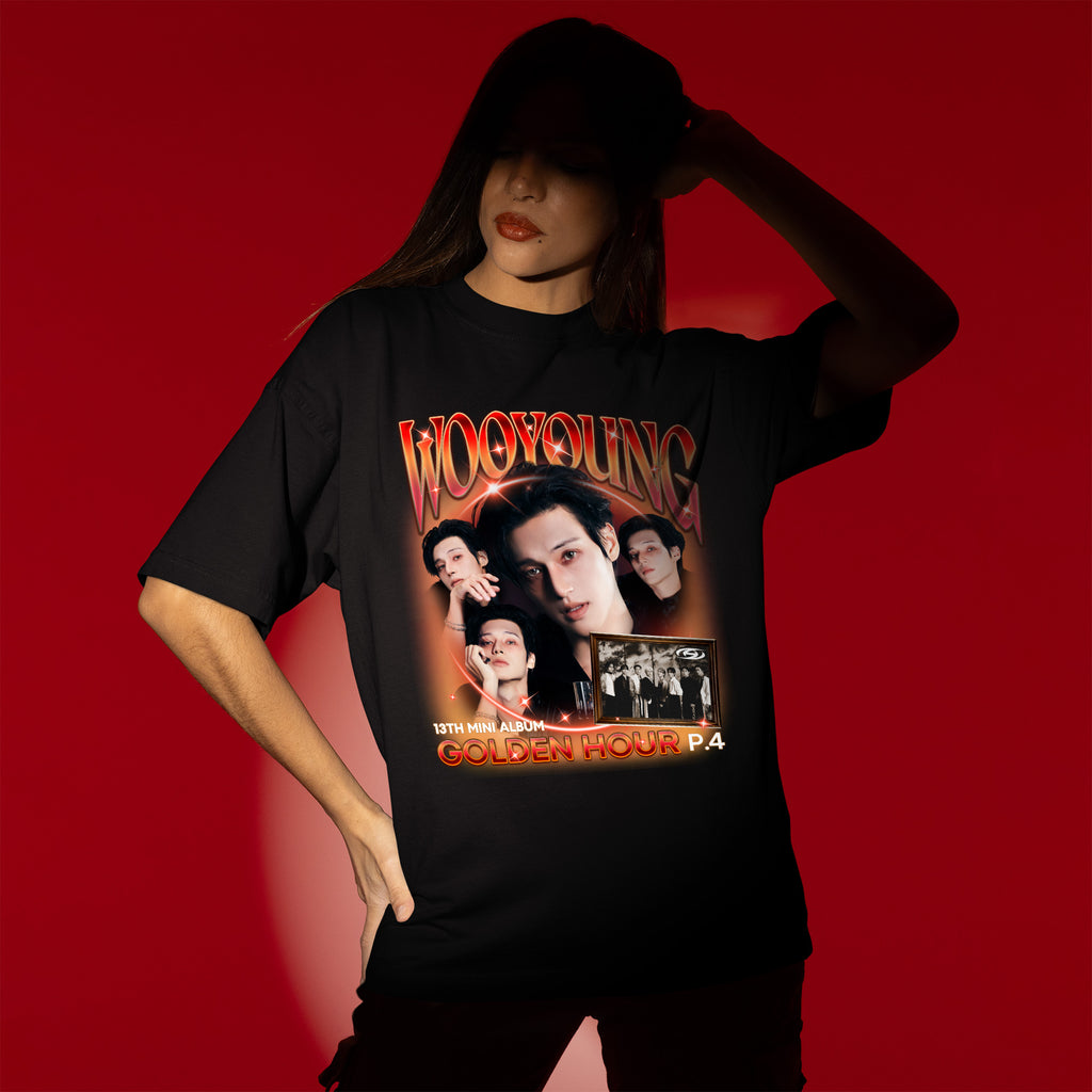 ATEEZ Wooyoung Golden Hour Part 4 T-Shirt - Women view, Y2K kpop concert tee