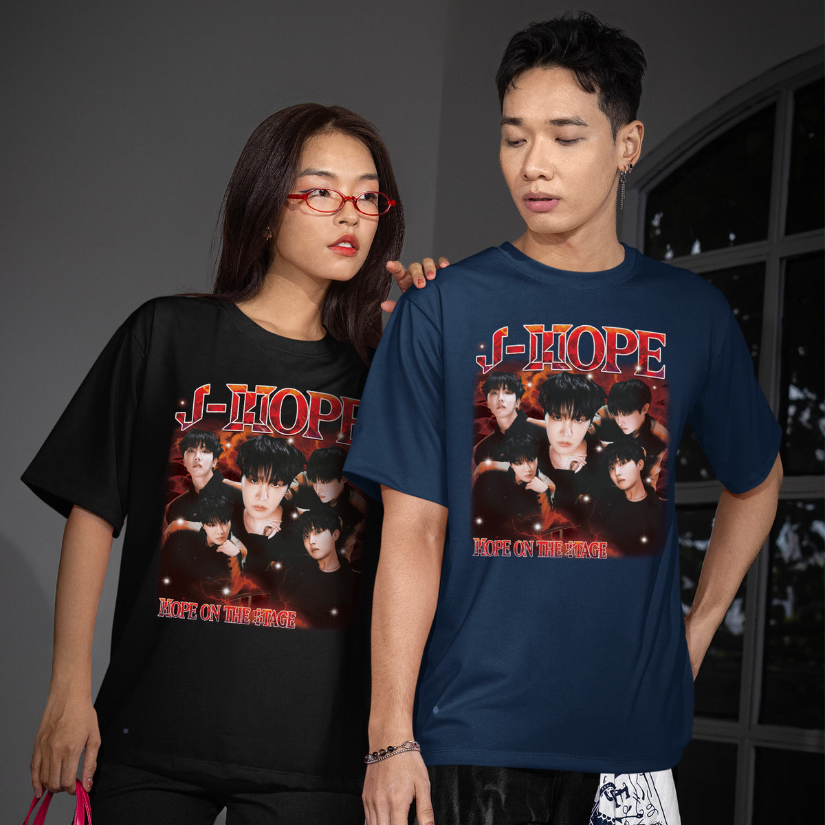 BTS J-Hope T-shirt: K-pop Idol Graphic T-Shirt - Couple view, Y2K kpop concert tee