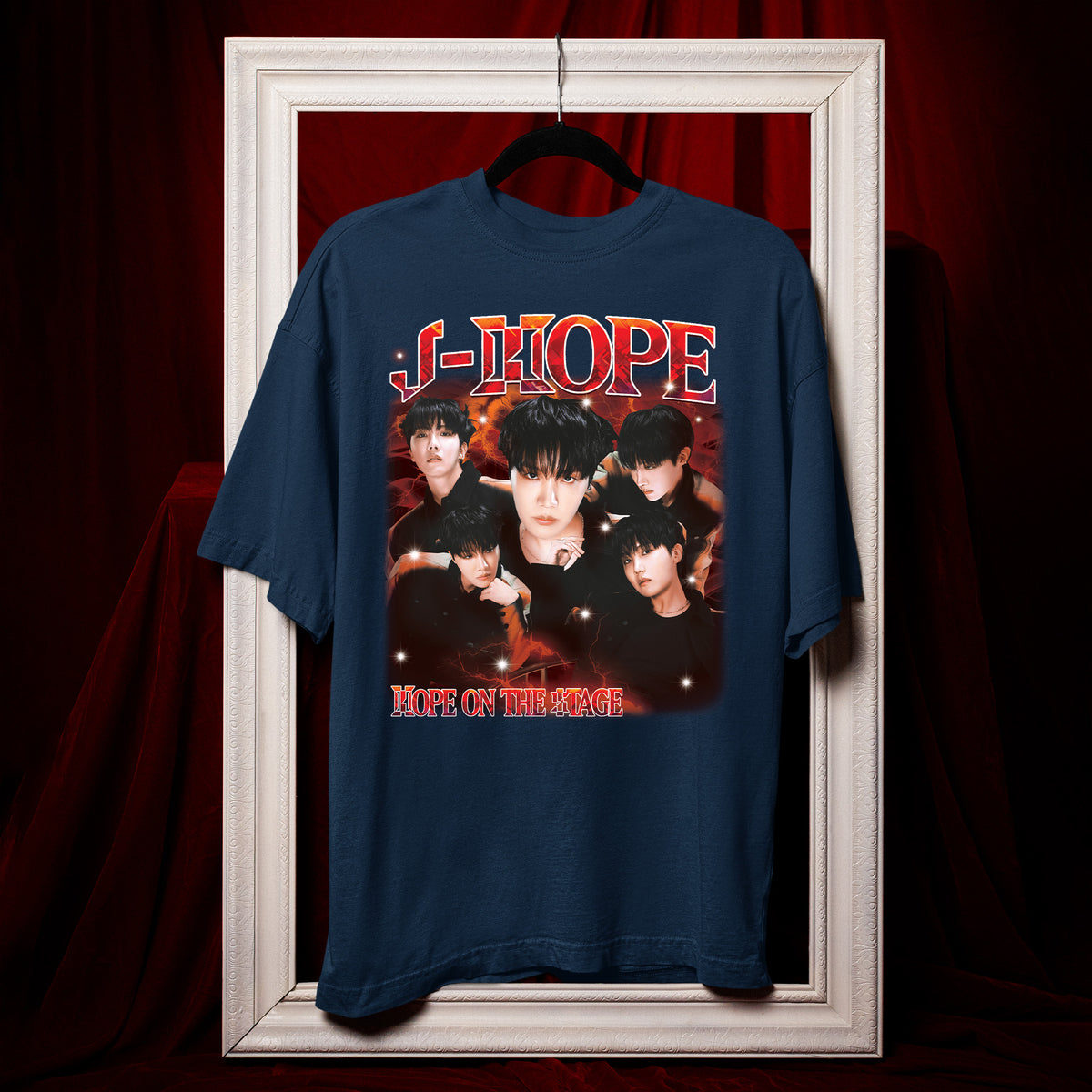 BTS J-Hope T-shirt: K-pop Idol Graphic T-Shirt - Hang view, Y2K kpop concert tee