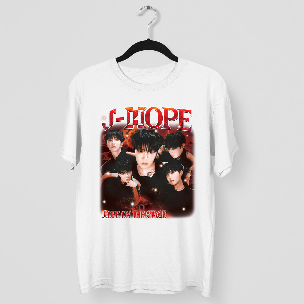 BTS J-Hope T-shirt: K-pop Idol Graphic T-Shirt - Main view, Y2K kpop concert tee
