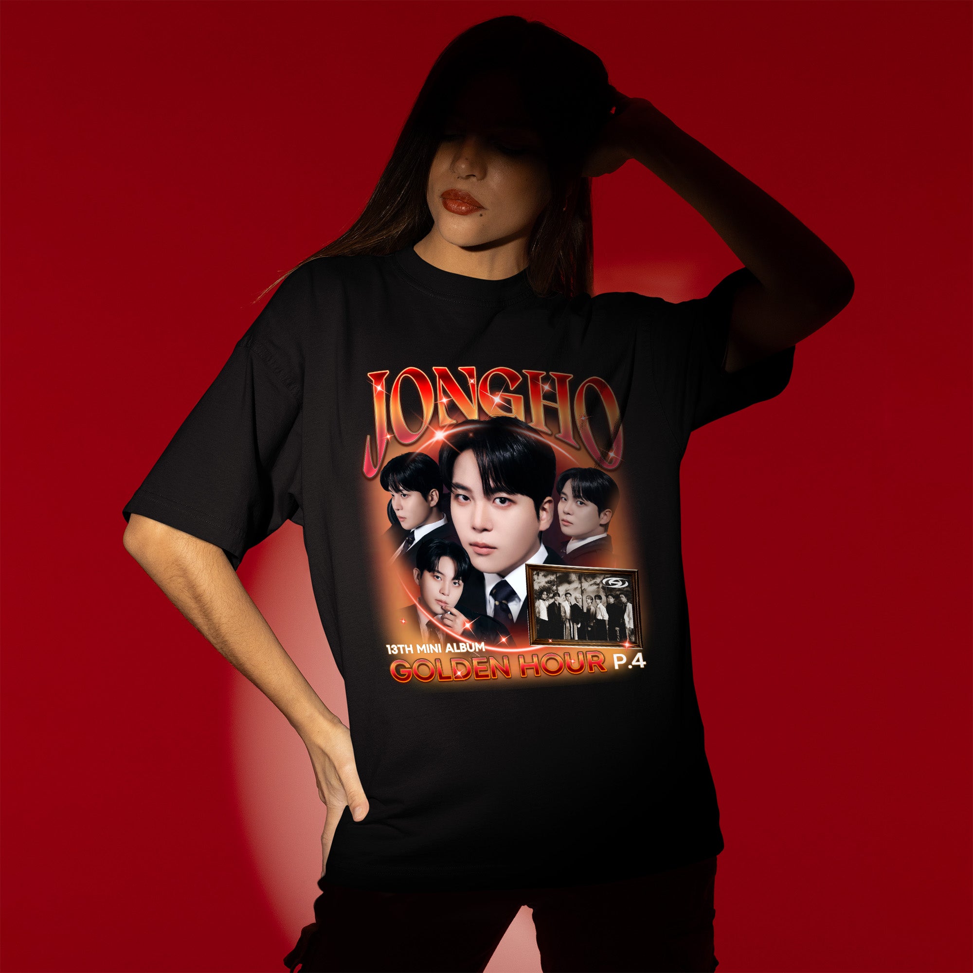 ATEEZ Jongho Golden Hour Part 4 T-Shirt - Women view, Y2K kpop concert tee