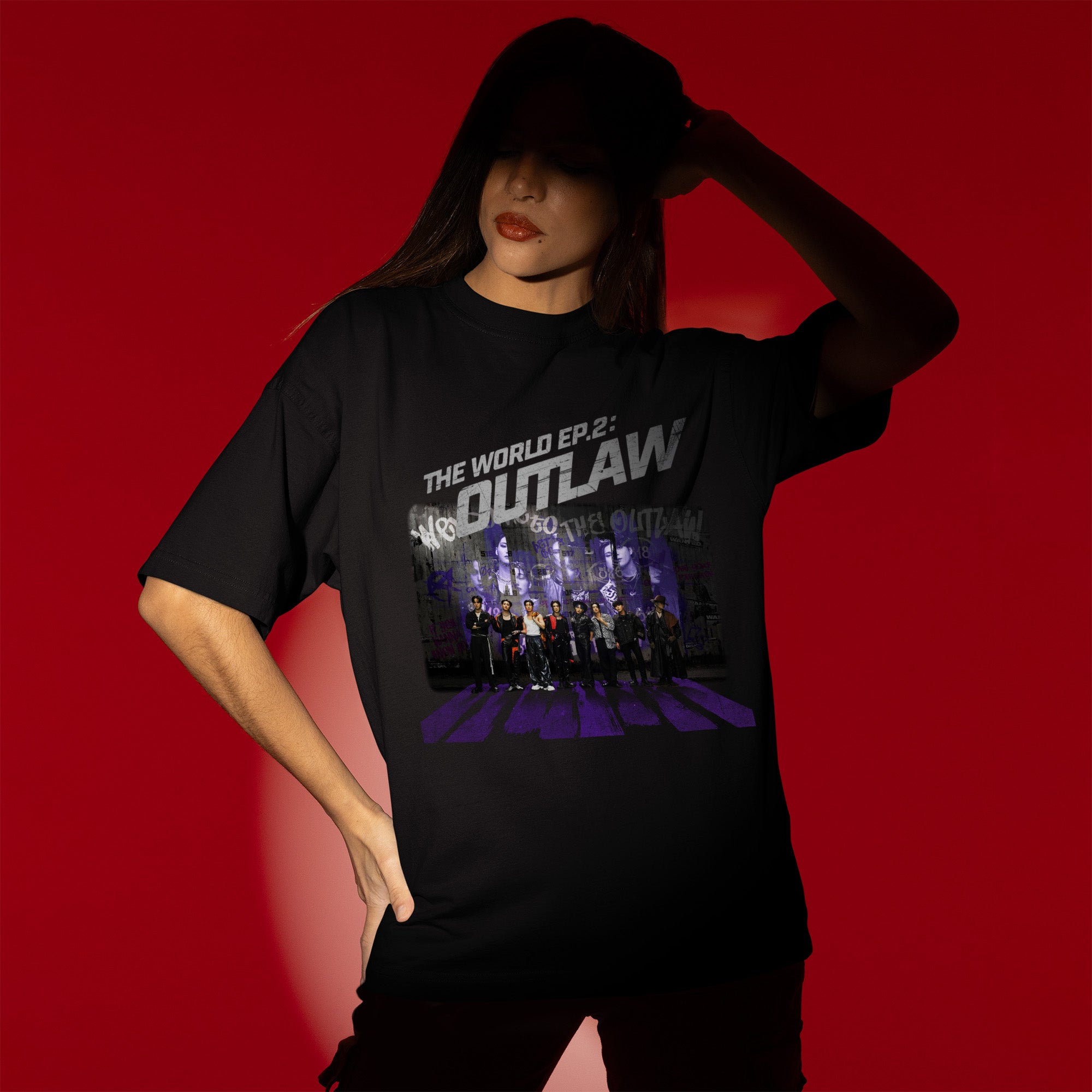 ATEEZ The World Ep2 Album Print T-Shirt - Women view, Y2K kpop concert tee