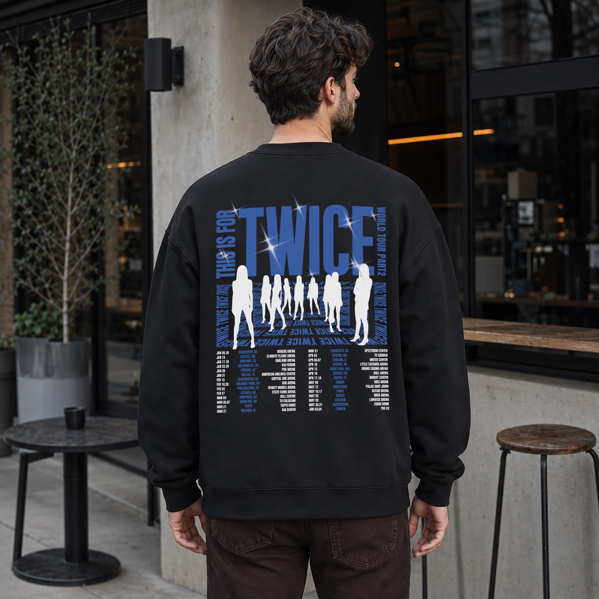 TWICE This Is For World Tour Part 2 2026 Sweatshirt - Men Back view, Y2K kpop concert sweatshirt