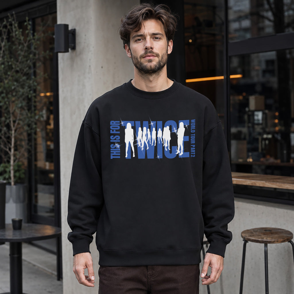 TWICE This Is For World Tour Part 2 2026 Sweatshirt - Men Front view, Y2K kpop concert sweatshirt