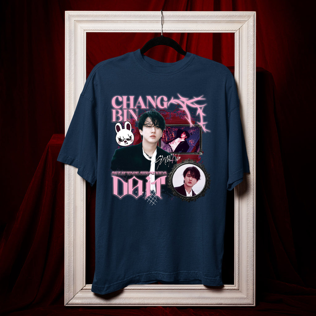 Stray Kids Graphic Changbin It Tape Do It T-Shirt - Hang view, Y2K kpop concert tee