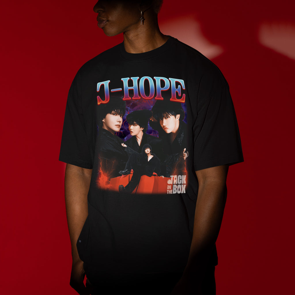 BTS J-Hope Jack In The Box Graphic T-Shirt - Men view, Y2K kpop concert tee