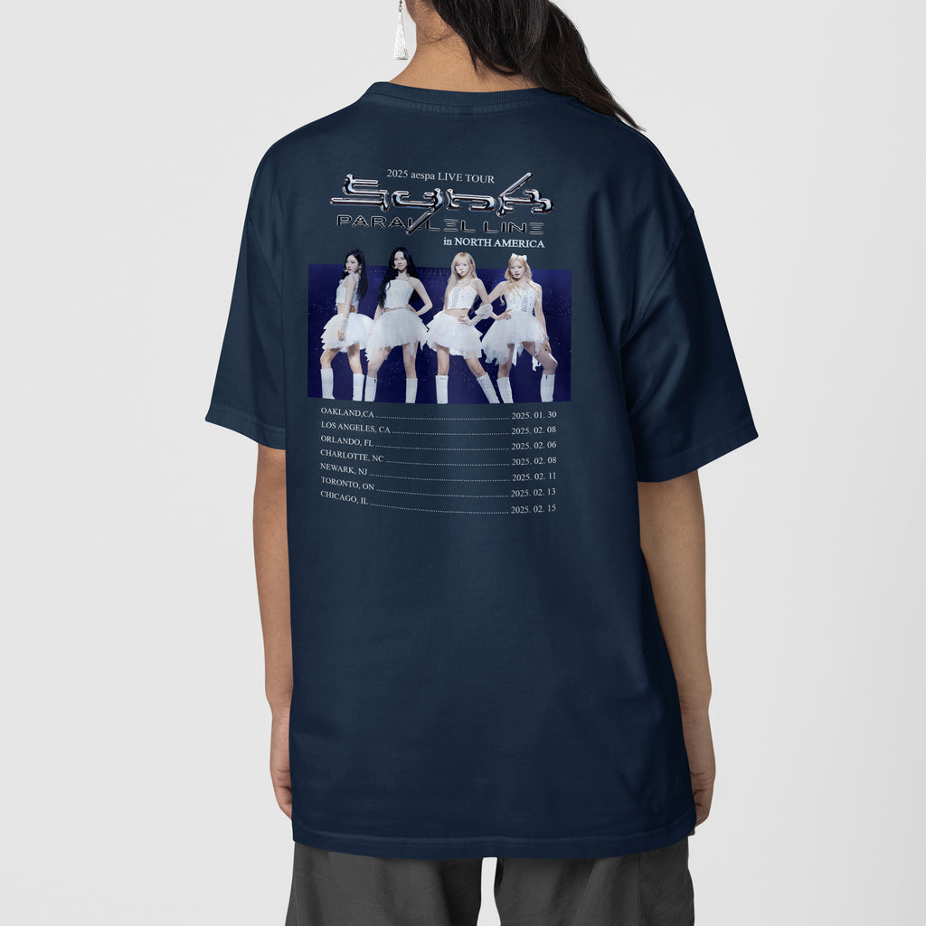 AESPA Live Tour 2025 In America T-Shirt - Back view, Y2K kpop concert tee