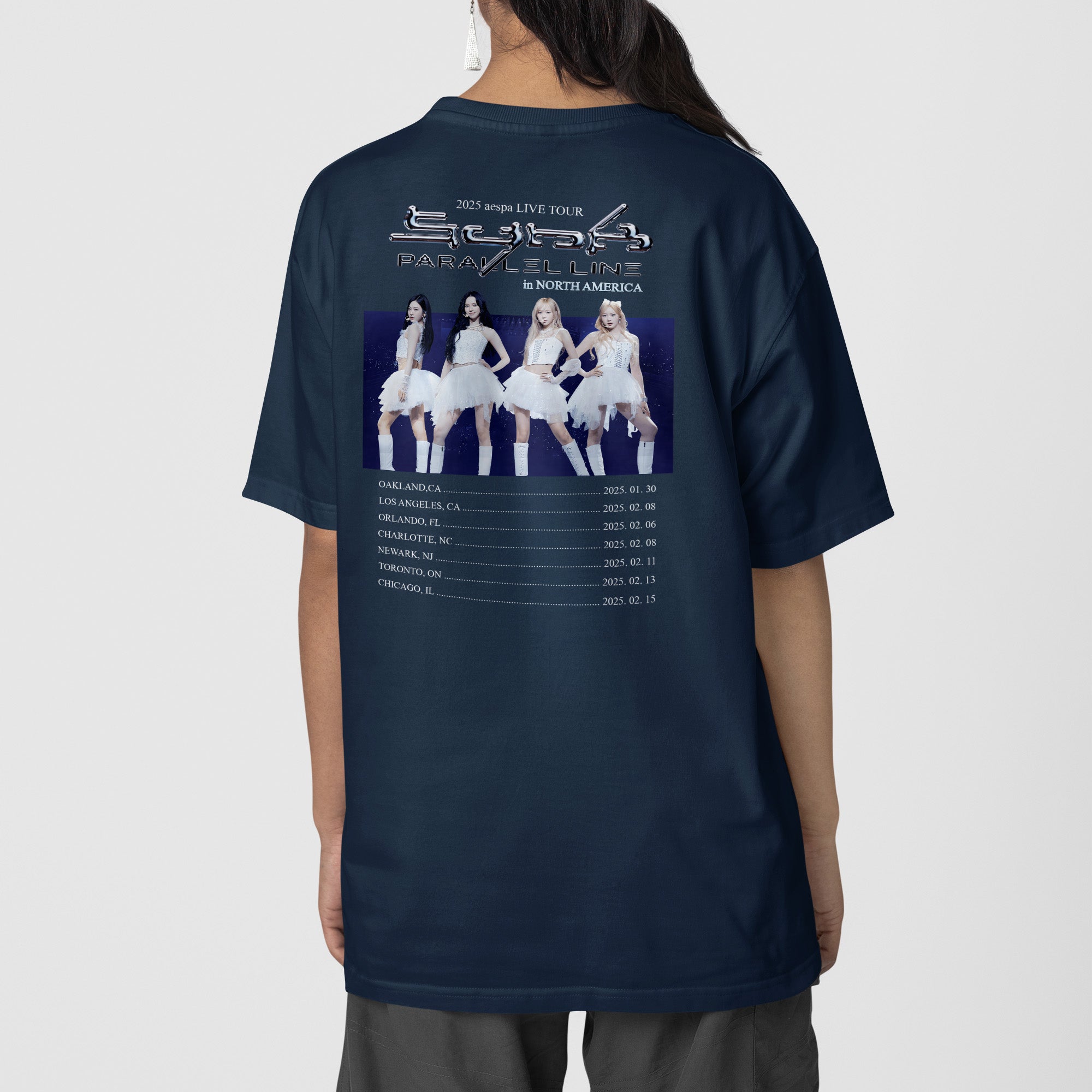 AESPA Live Tour 2025 In America T-Shirt - Back view, Y2K kpop concert tee