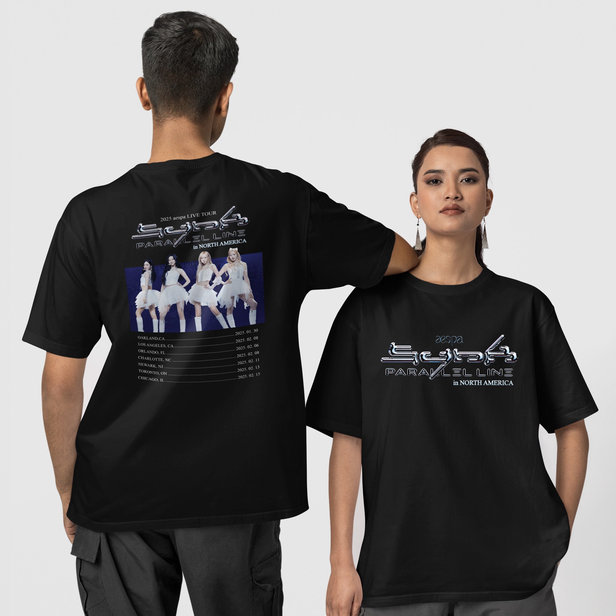 AESPA Live Tour 2025 In America T-Shirt - Couple 1 view, Y2K kpop concert tee