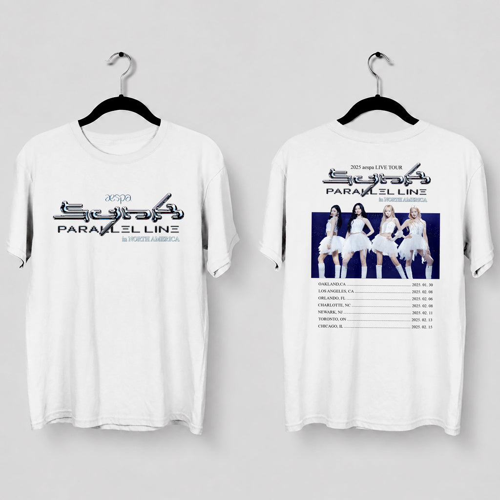 AESPA Live Tour 2025 In America T-Shirt - Main view, Y2K kpop concert tee