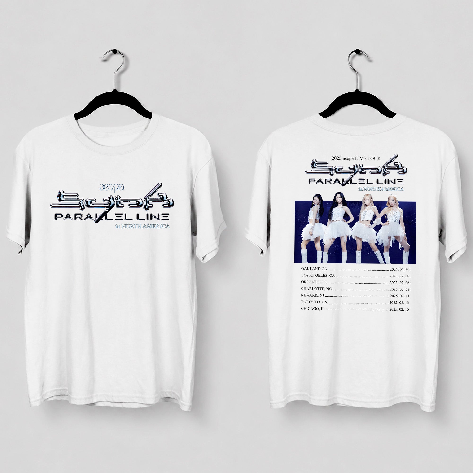 AESPA Live Tour 2025 In America T-Shirt - Main view, Y2K kpop concert tee