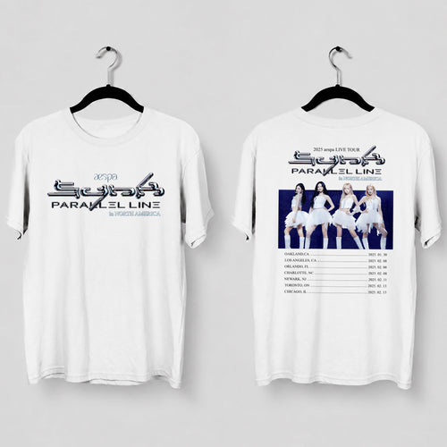 AESPA Live Tour 2025 In America T-Shirt - Main view, Y2K kpop concert tee
