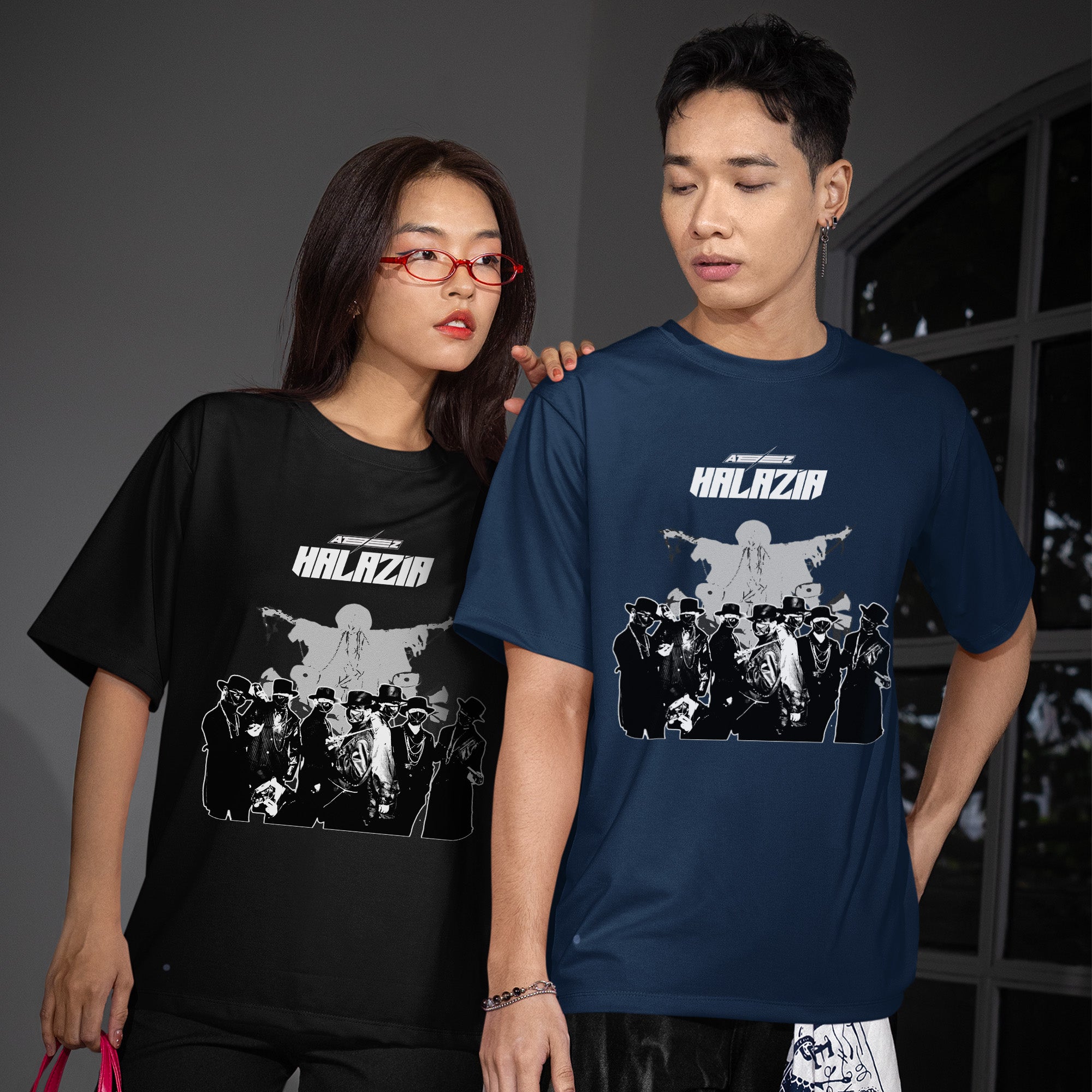 ATEEZ Halazia T-Shirt - Couple view, Y2K kpop concert tee