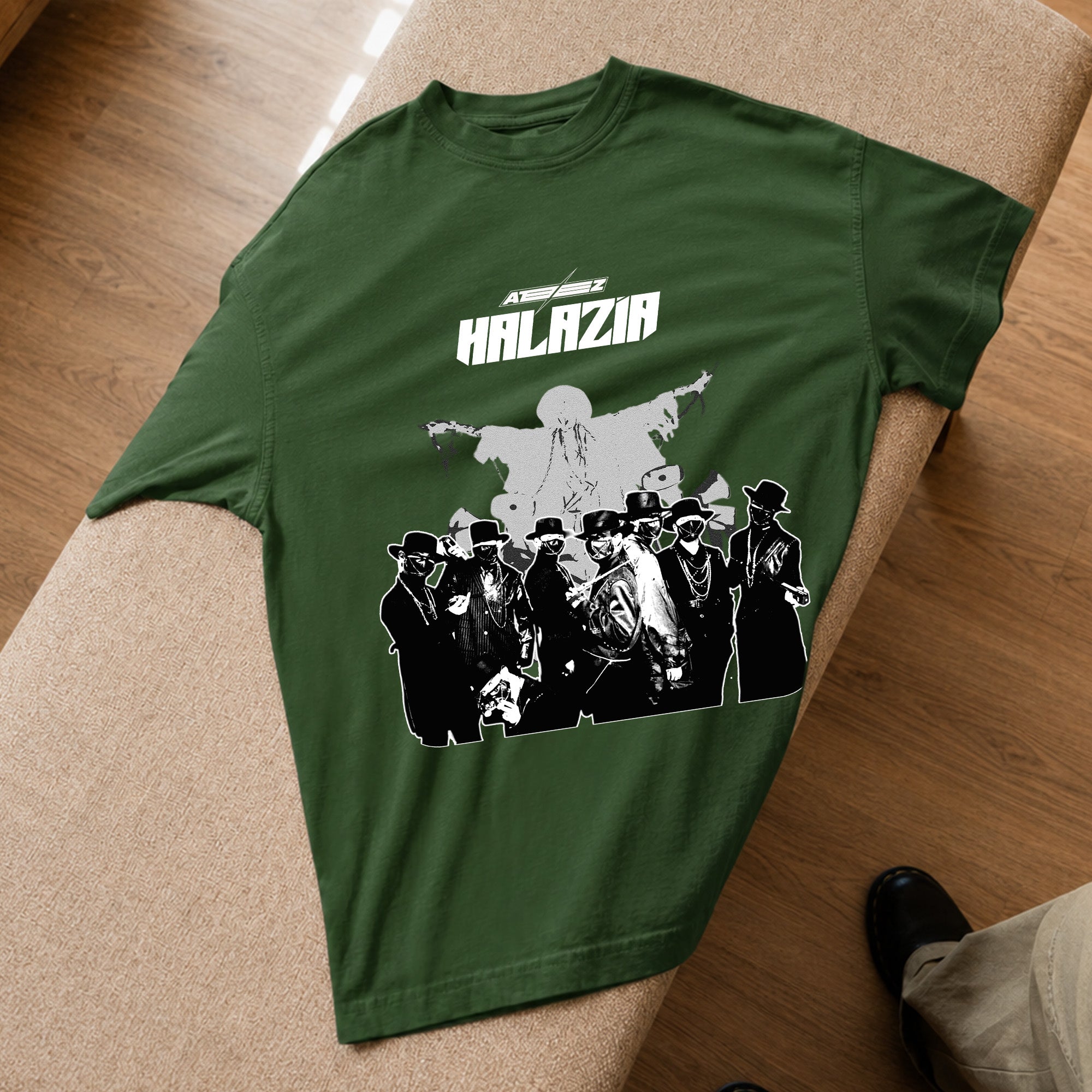 ATEEZ Halazia T-Shirt - Spread view, Y2K kpop concert tee