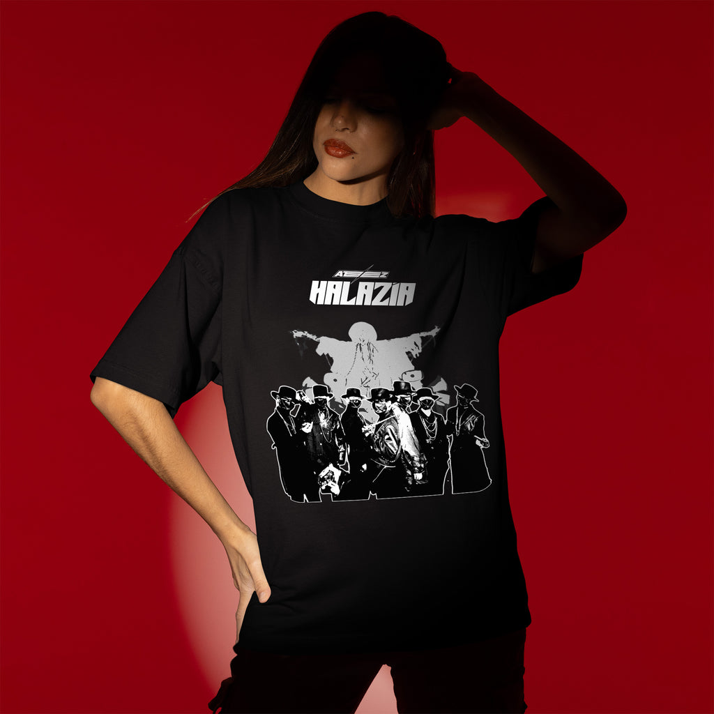 ATEEZ Halazia T-Shirt - Women view, Y2K kpop concert tee