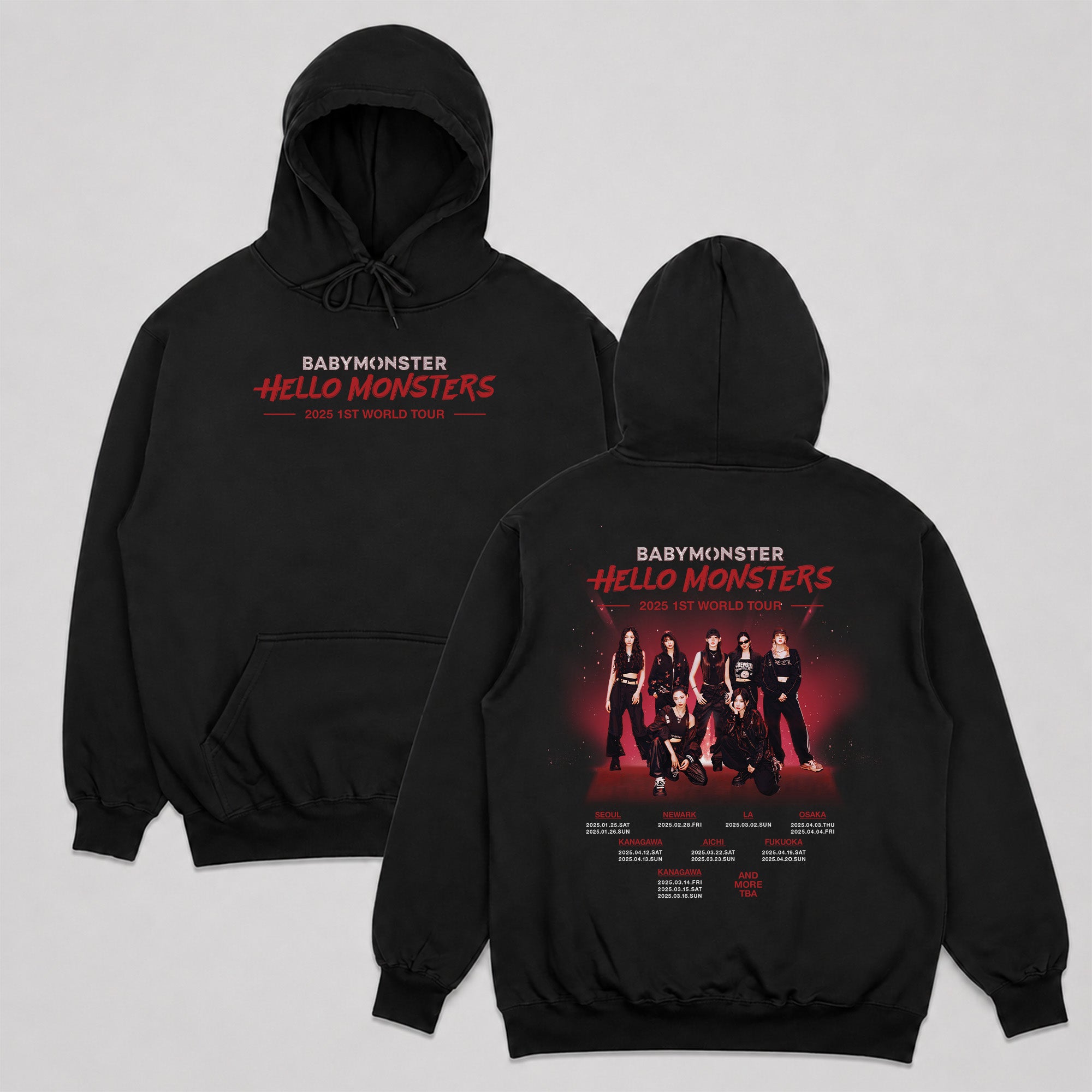 BABYMONSTER first tour Hoodie - Main view, Y2K kpop concert hoodie
