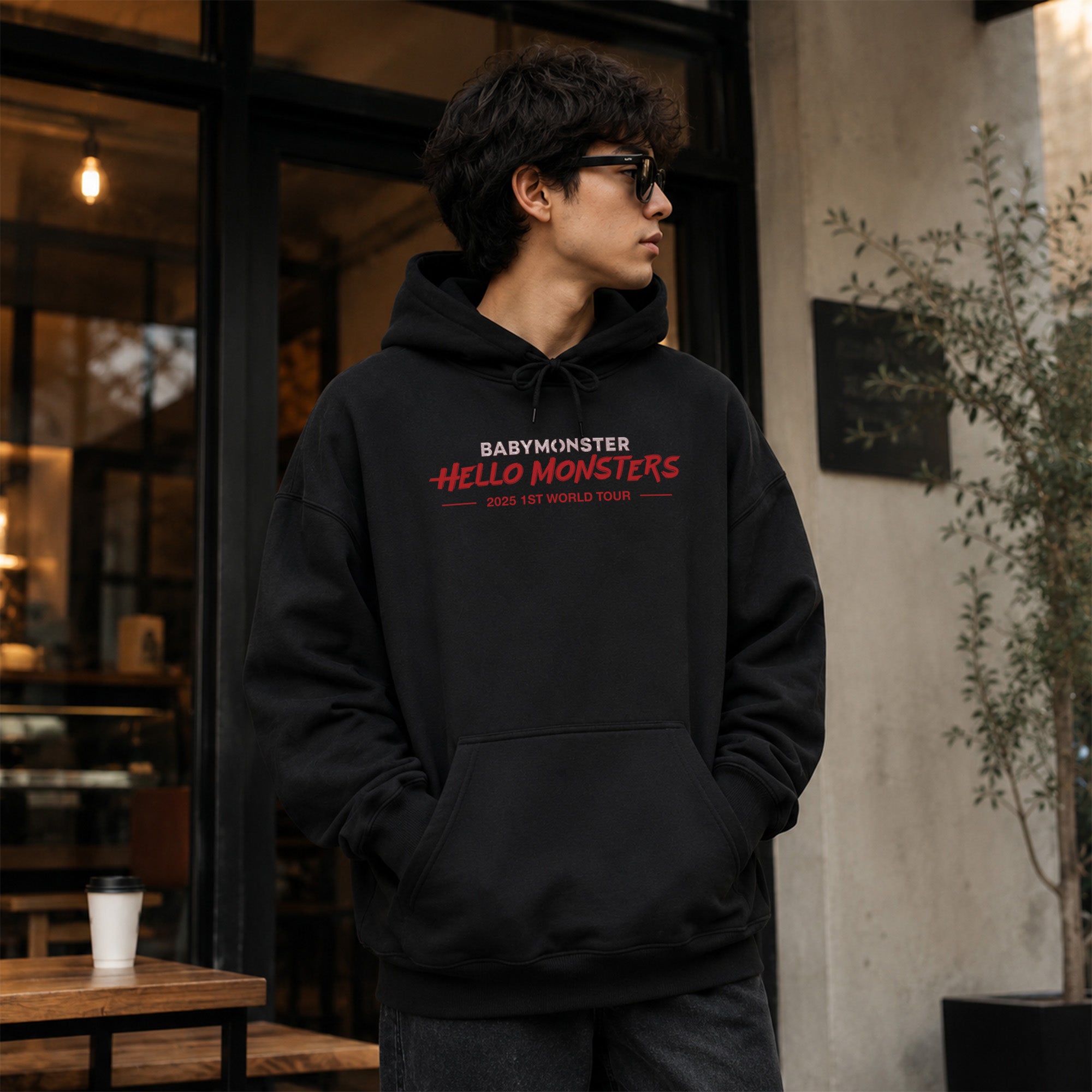 BABYMONSTER first tour Hoodie - Men Front view, Y2K kpop concert hoodie