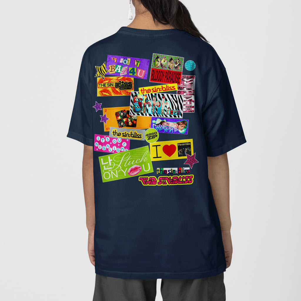 ENHYPEN THE SIN BLISS Stickers T-Shirt - Back view, Y2K kpop concert tee