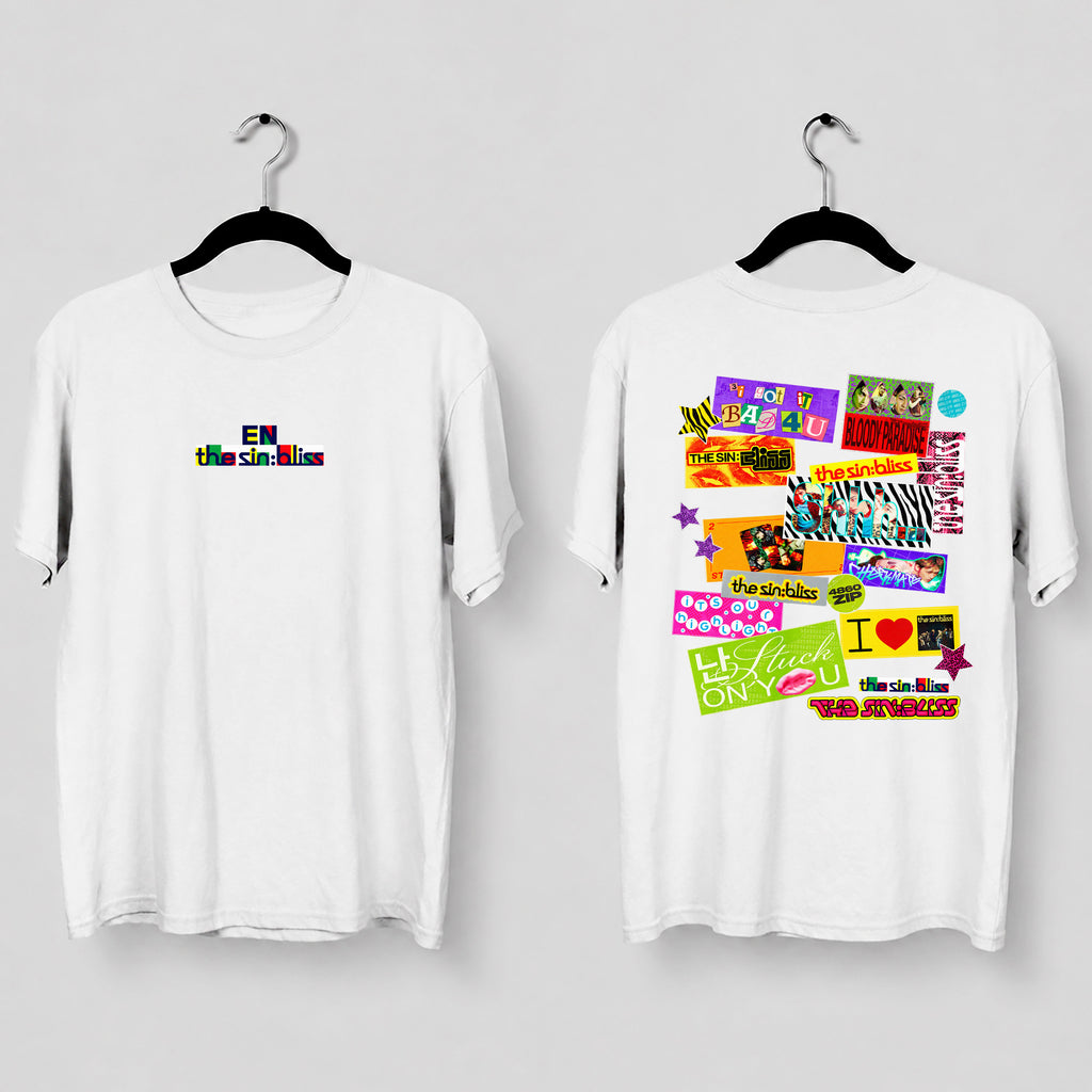 ENHYPEN THE SIN BLISS Stickers T-Shirt - Main view, Y2K kpop concert tee