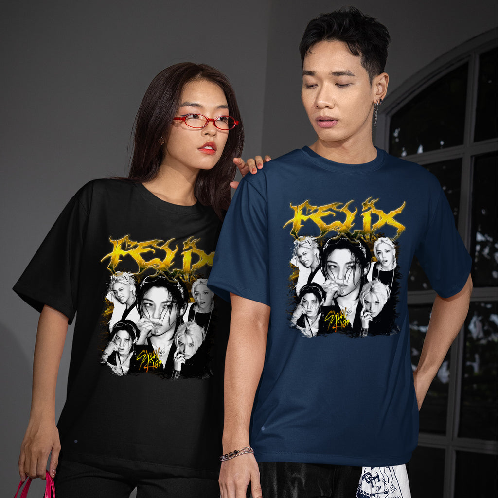 Stray Kids Graphic Felix T-Shirt - Couple view, Y2K kpop concert tee