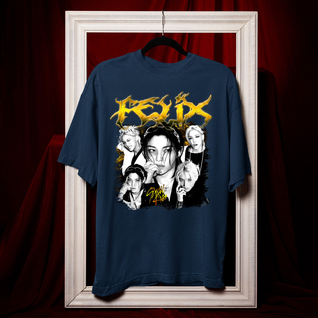 Stray Kids Graphic Felix T-Shirt - Hang view, Y2K kpop concert tee