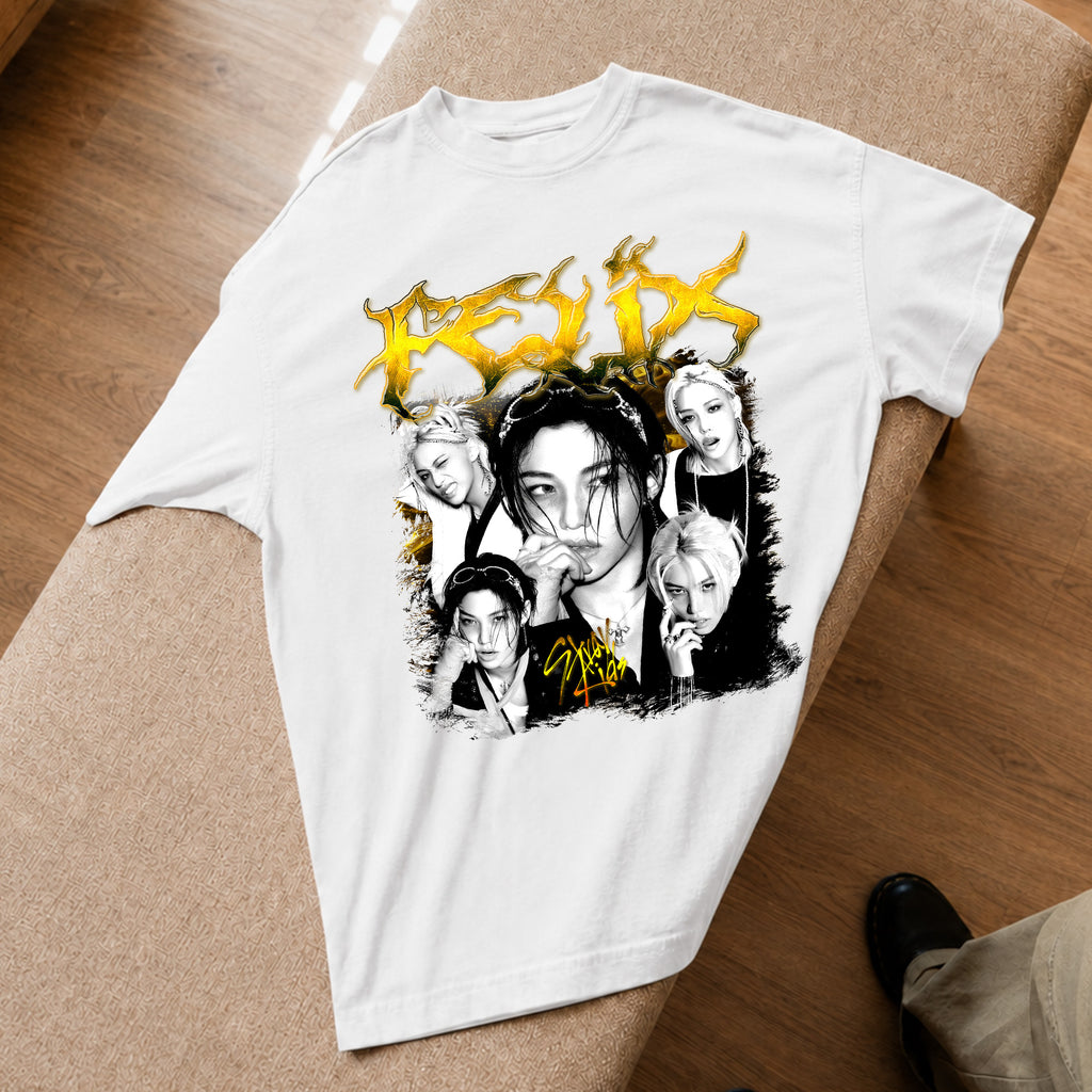 Stray Kids Graphic Felix T-Shirt - Spread view, Y2K kpop concert tee
