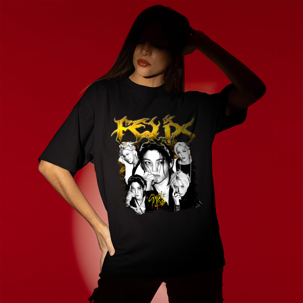 Stray Kids Graphic Felix T-Shirt - Women view, Y2K kpop concert tee