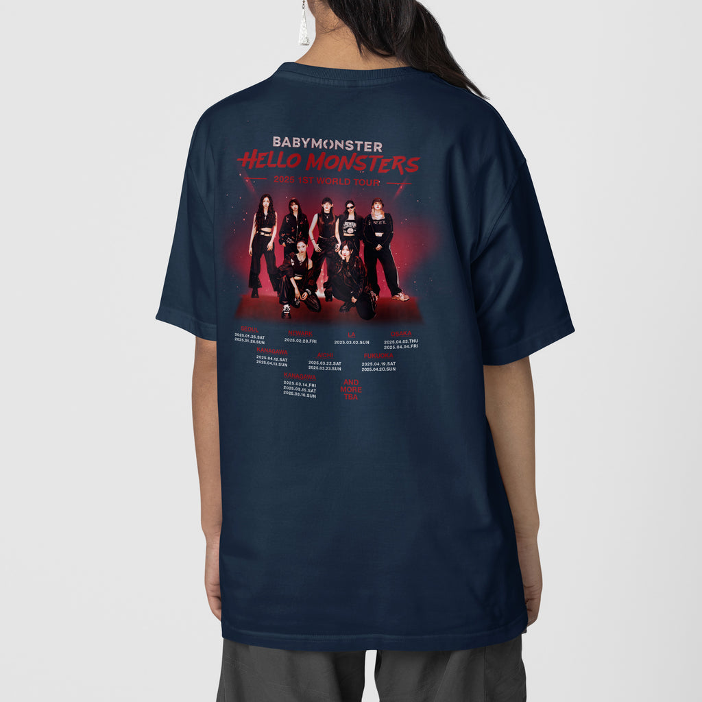BABYMONSTER Hello Monsters 1st Tour T-Shirt - Back view, Y2K kpop concert tee