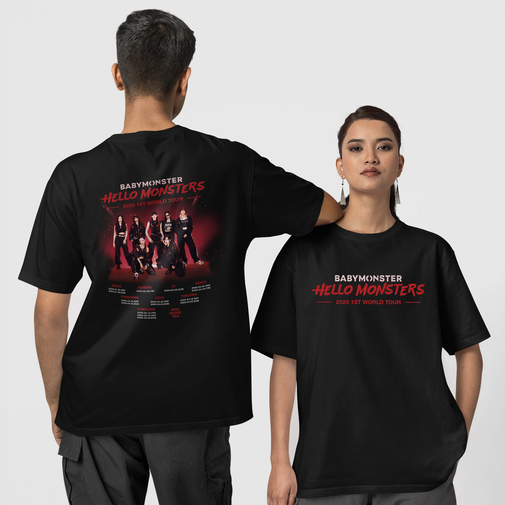 BABYMONSTER Hello Monsters 1st Tour T-Shirt - Couple 1 view, Y2K kpop concert tee