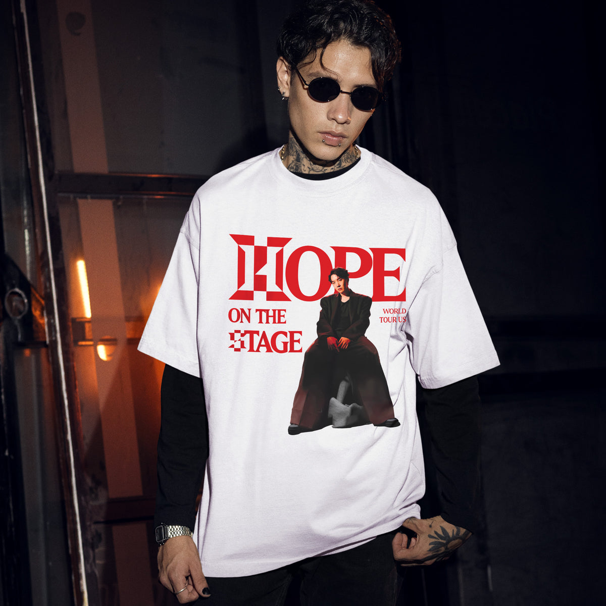 BTS J-Hope Hope On The Stage World Tour US 2025 T-Shirt - Men Front view, Y2K kpop concert tee