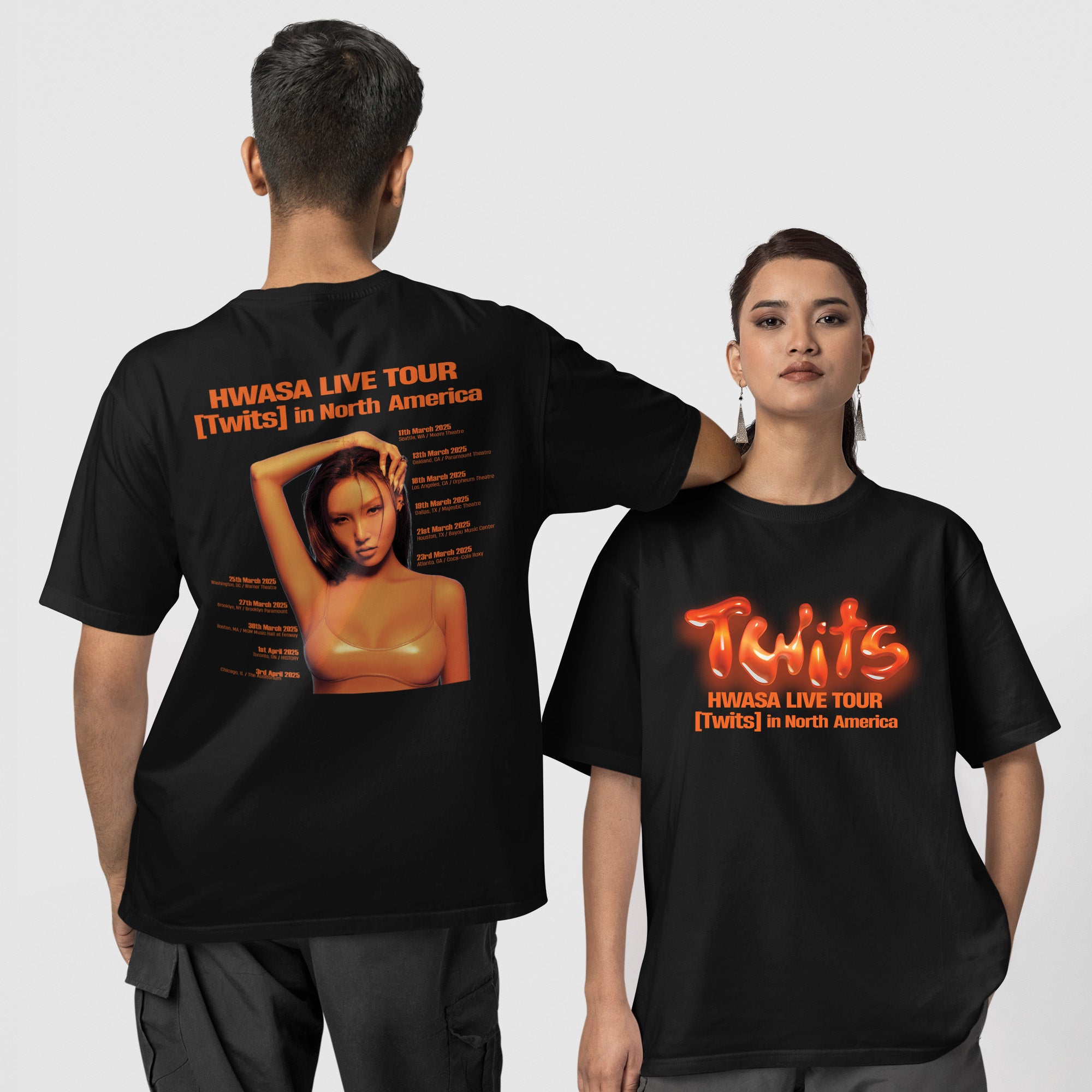 Hwasa Twits Tour in North America T-Shirt - Couple 1 view, Y2K kpop concert tee