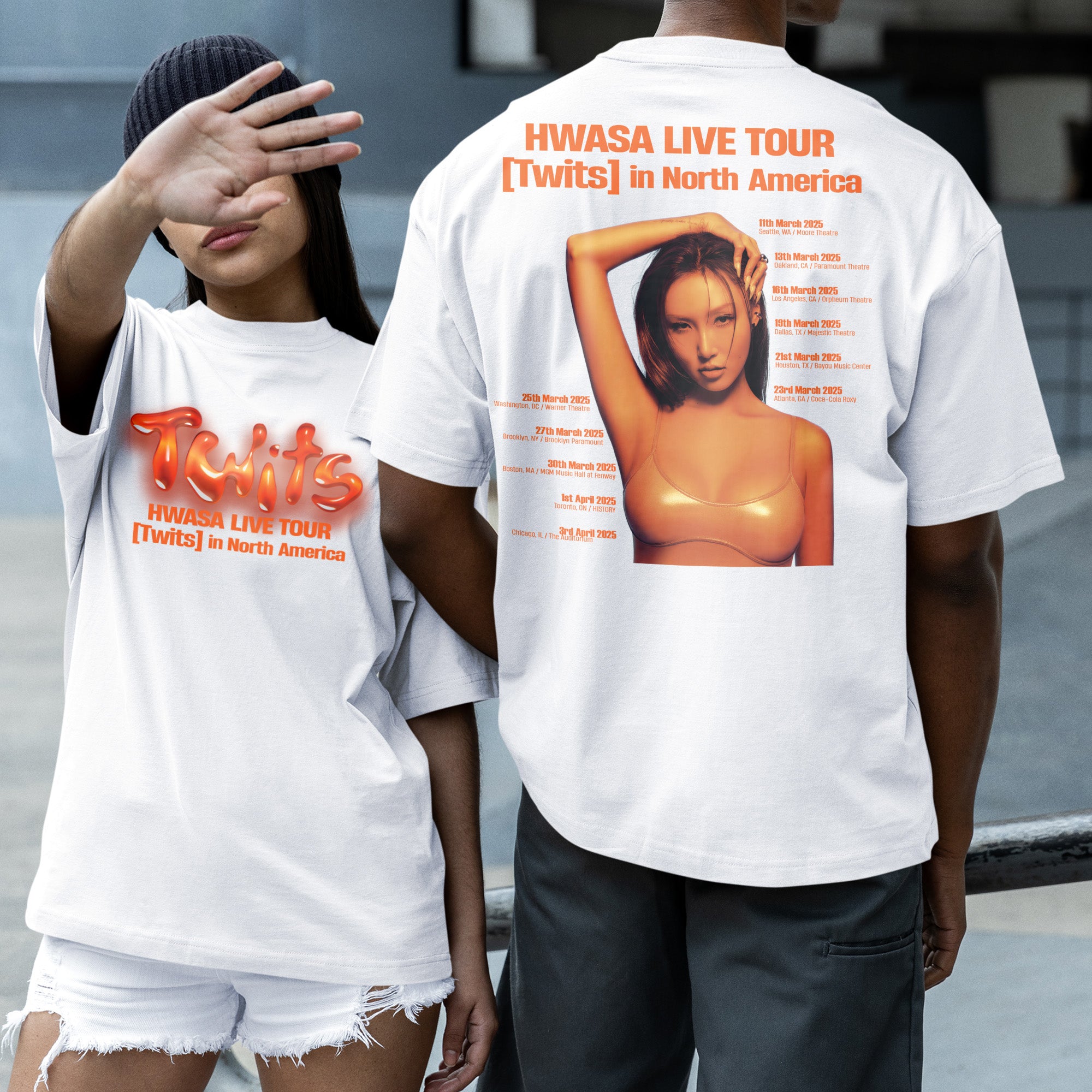 Hwasa Twits Tour in North America T-Shirt - Couple 2 view, Y2K kpop concert tee