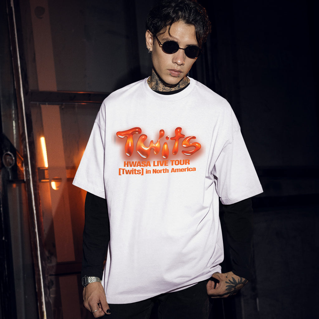 Hwasa Twits Tour in North America T-Shirt - Men Front view, Y2K kpop concert tee