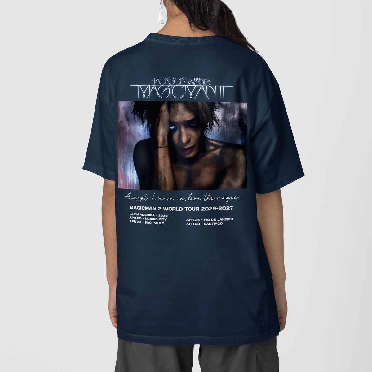 Jackson Wang World Tour Magicman 2 2026-2027 T-Shirt - Back view, Y2K kpop concert tee