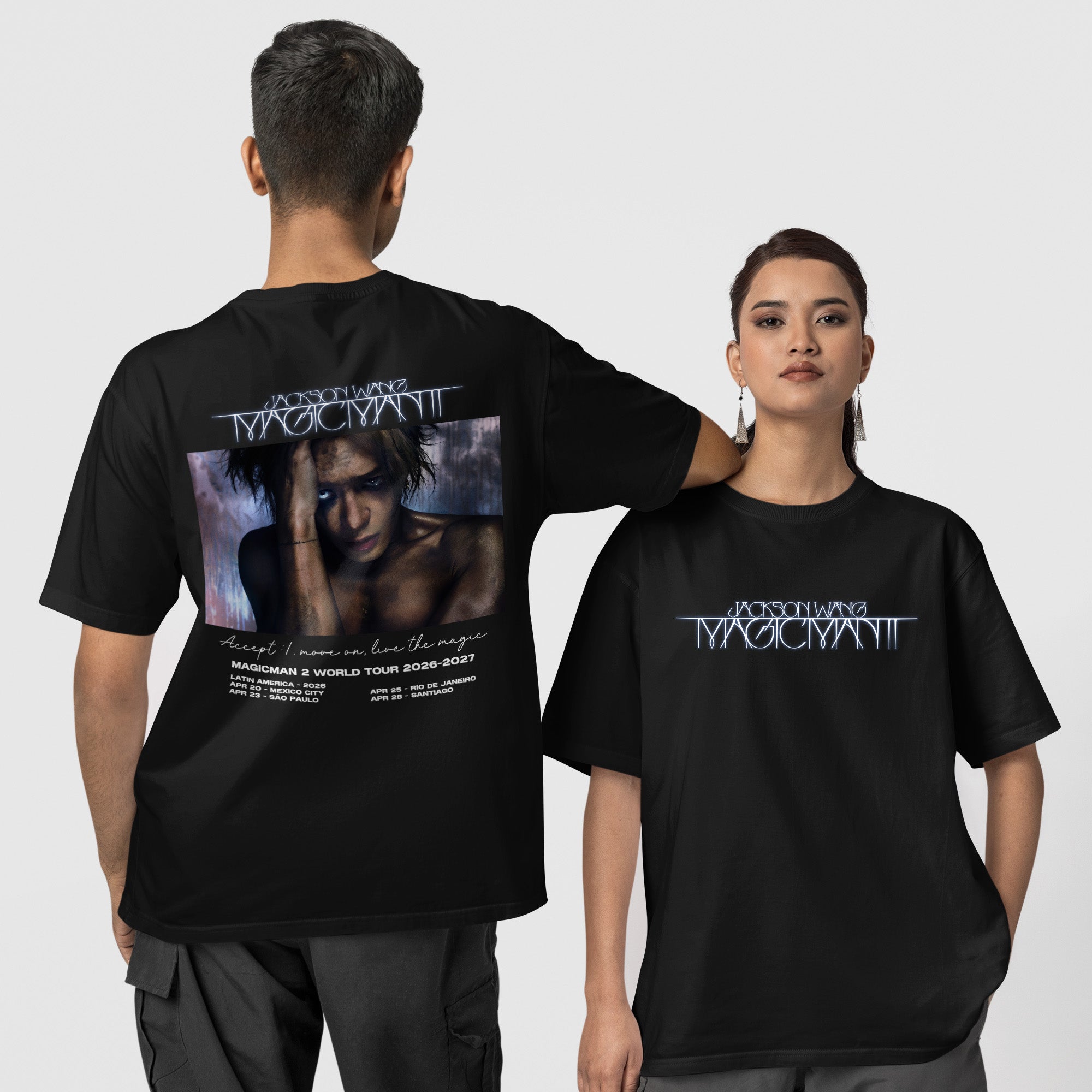 Jackson Wang World Tour Magicman 2 2026-2027 T-Shirt - Couple 1 view, Y2K kpop concert tee