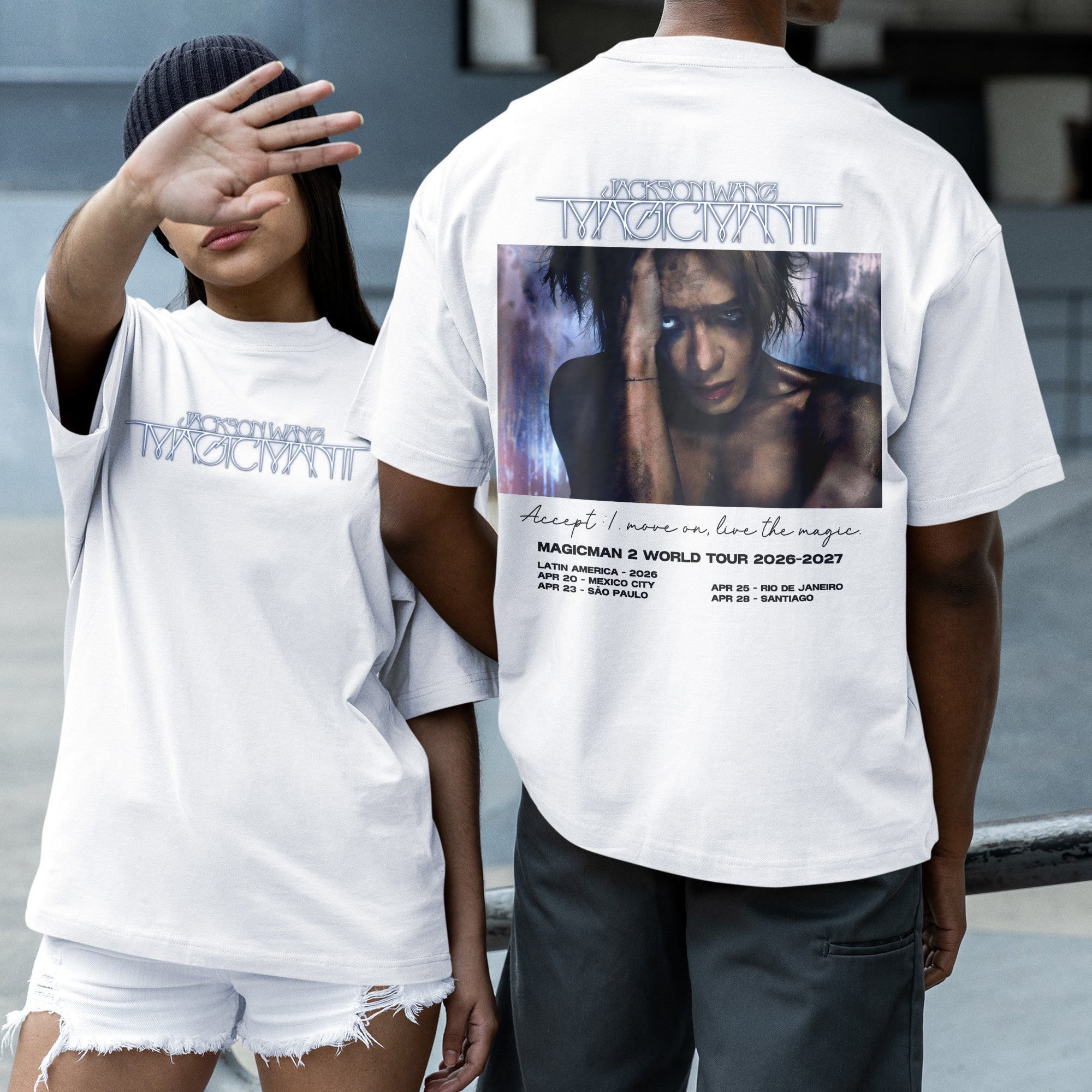 Jackson Wang World Tour Magicman 2 2026-2027 T-Shirt - Couple 2 view, Y2K kpop concert tee