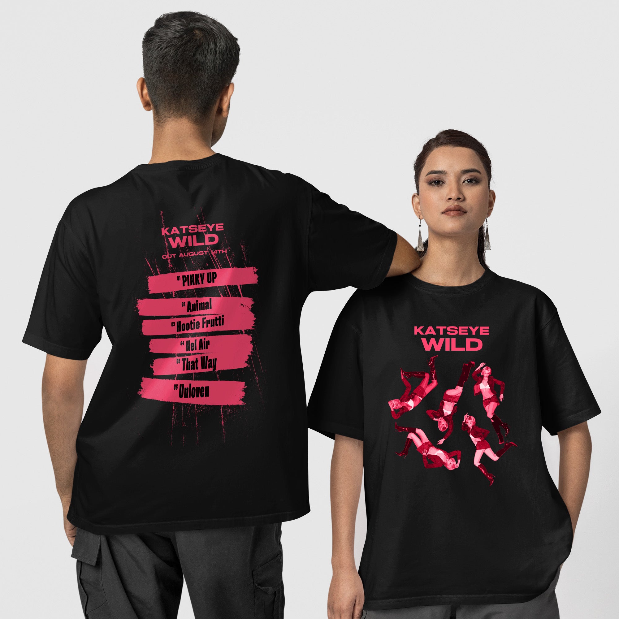 KATSEYE Third Ep Wild Tracklist T-Shirt - Couple 1 view, Y2K kpop concert tee