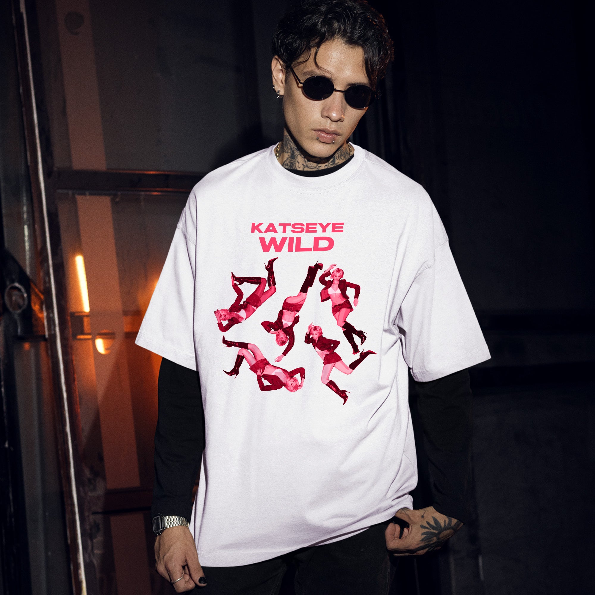 KATSEYE Third Ep Wild Tracklist T-Shirt - Men Front view, Y2K kpop concert tee