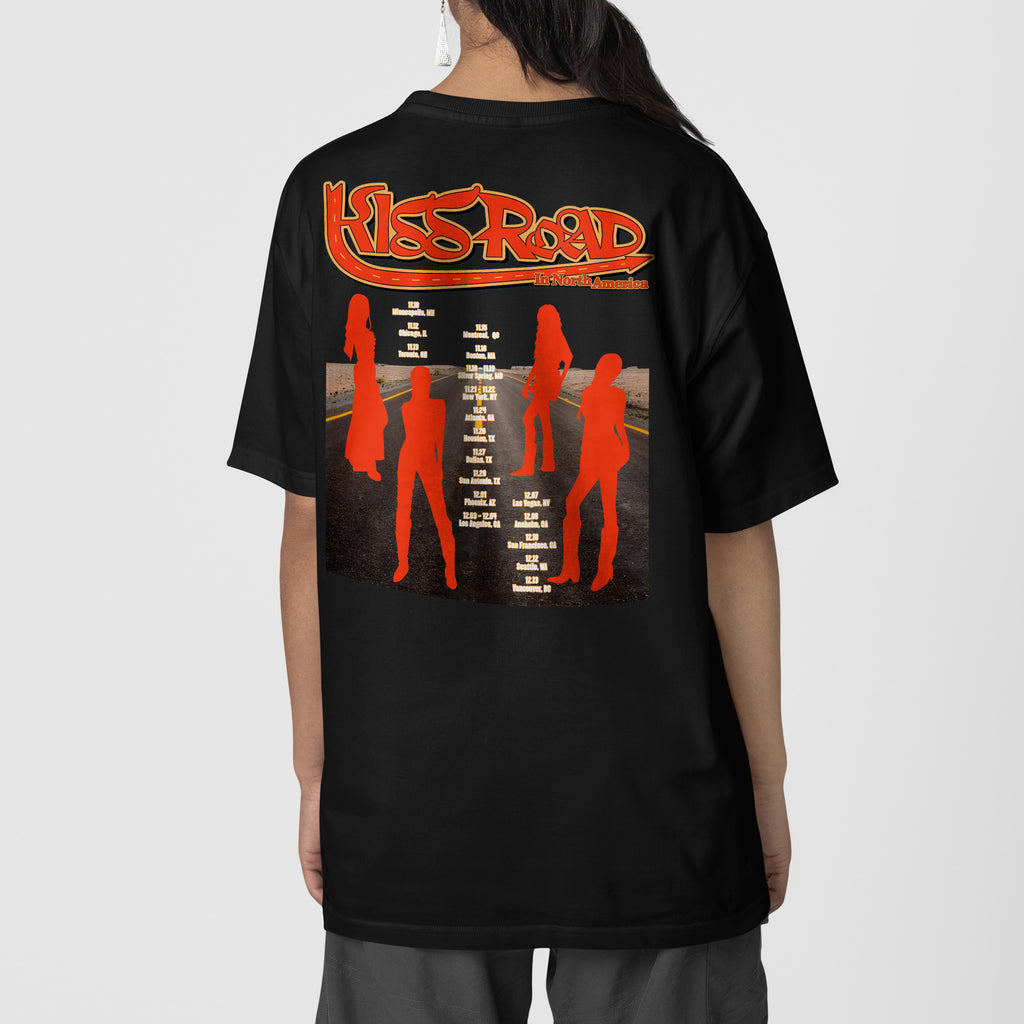 Kiss Of Life Kiss Road T-Shirt - Back view, Y2K kpop concert tee